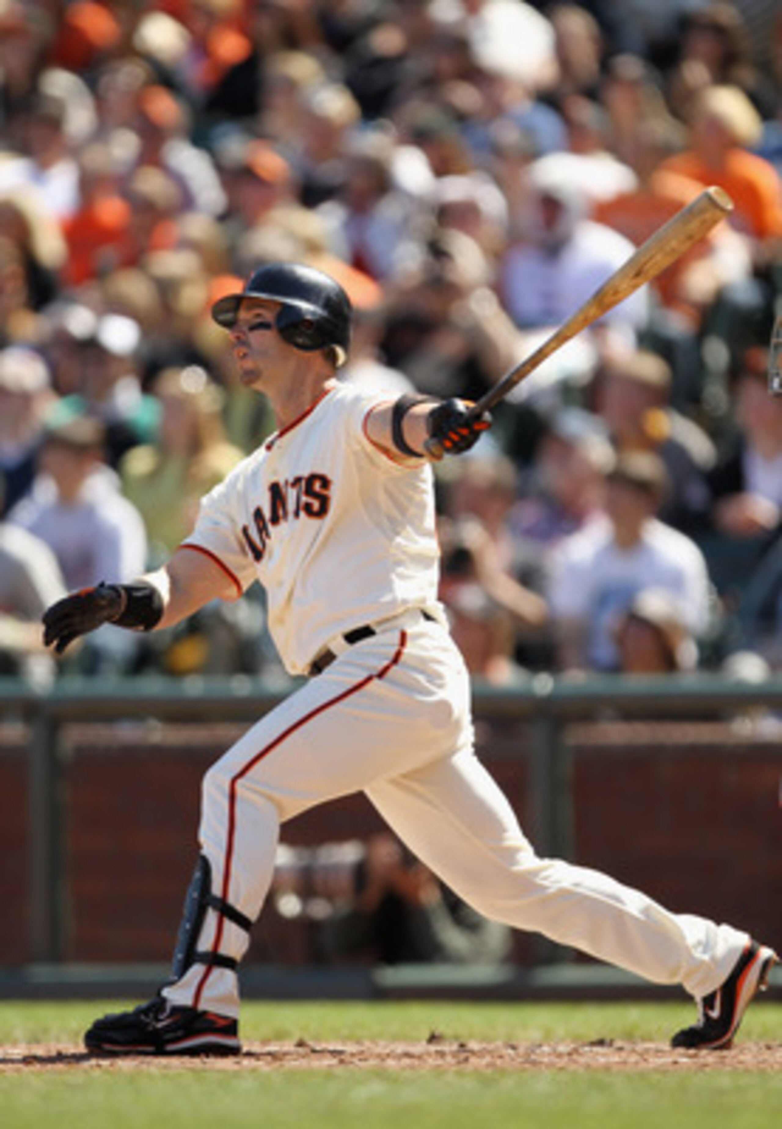 SAN FRANCISCO, CA - APRIL 24:  Aaron Rowand #33 of the San Francisco Giants hits a two run double to give the Giants a 6-5 lead in the seventh inning at AT&T Park on April 24, 2011 in San Francisco, California.  (Photo by Ezra Shaw/Getty Images)