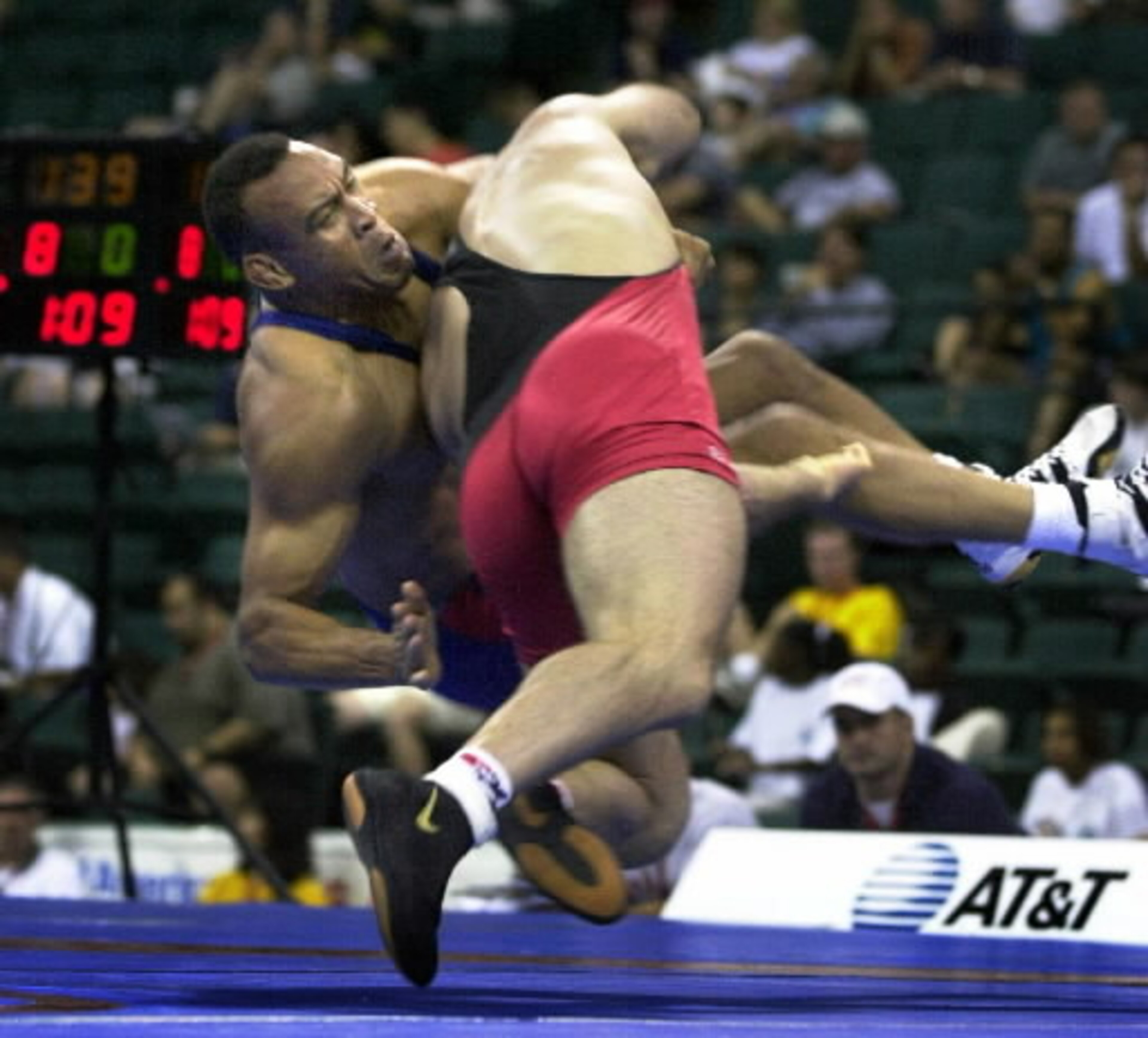 That's Couture on the right, wrestling Greg Gibson during a 2000 Olympics qualifying match. Photo credit:  Oregon Live