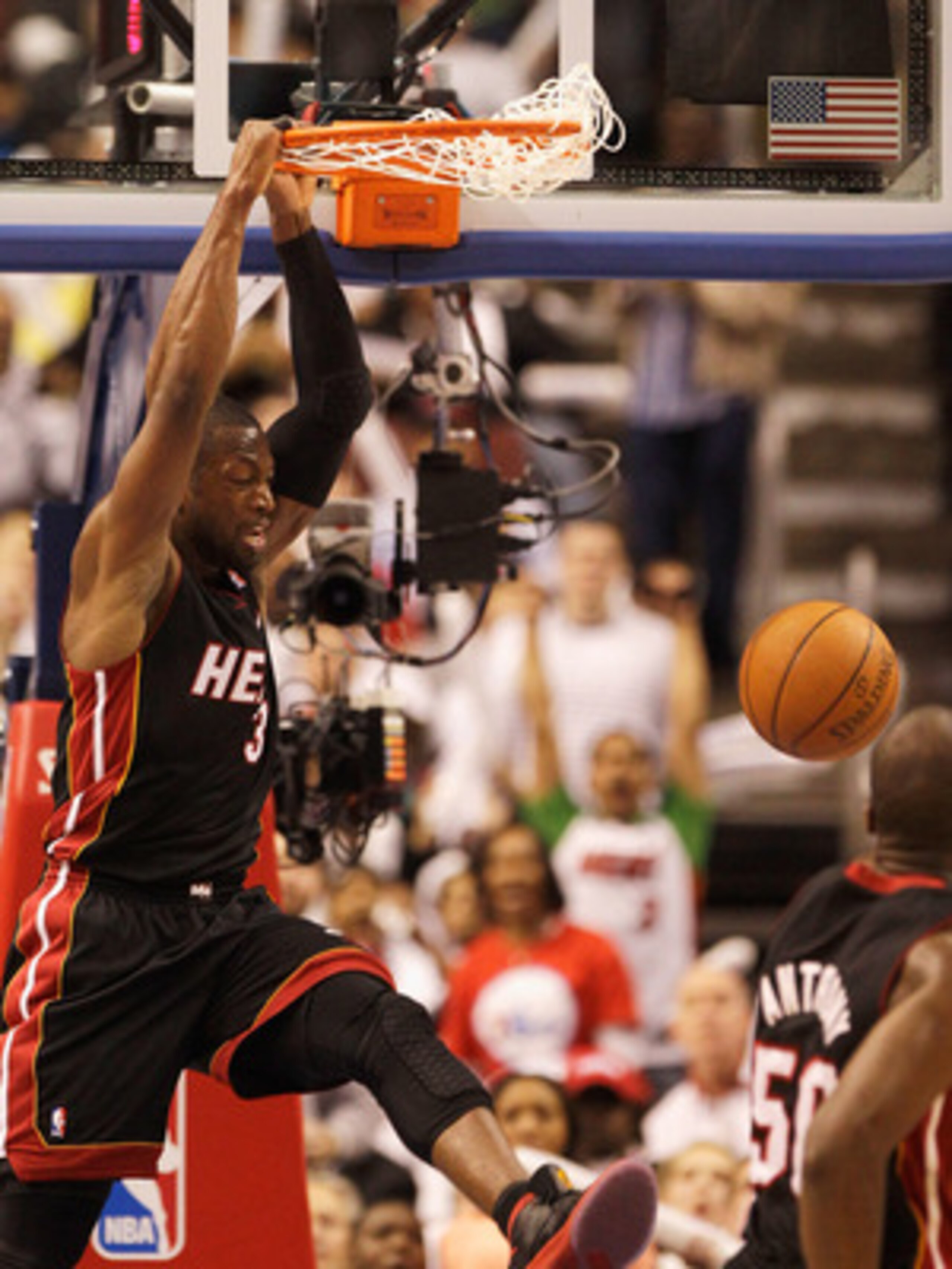 PHILADELPHIA, PA - APRIL 21:  Dwyane Wade #3 of the Miami Heat dunks against the Philadelphia 76ers during the second half of game three of the Eastern Conference Quarterfinals at Wells Fargo Center on April 21, 2011 in Philadelphia, Pennsylvania.NOTE TO