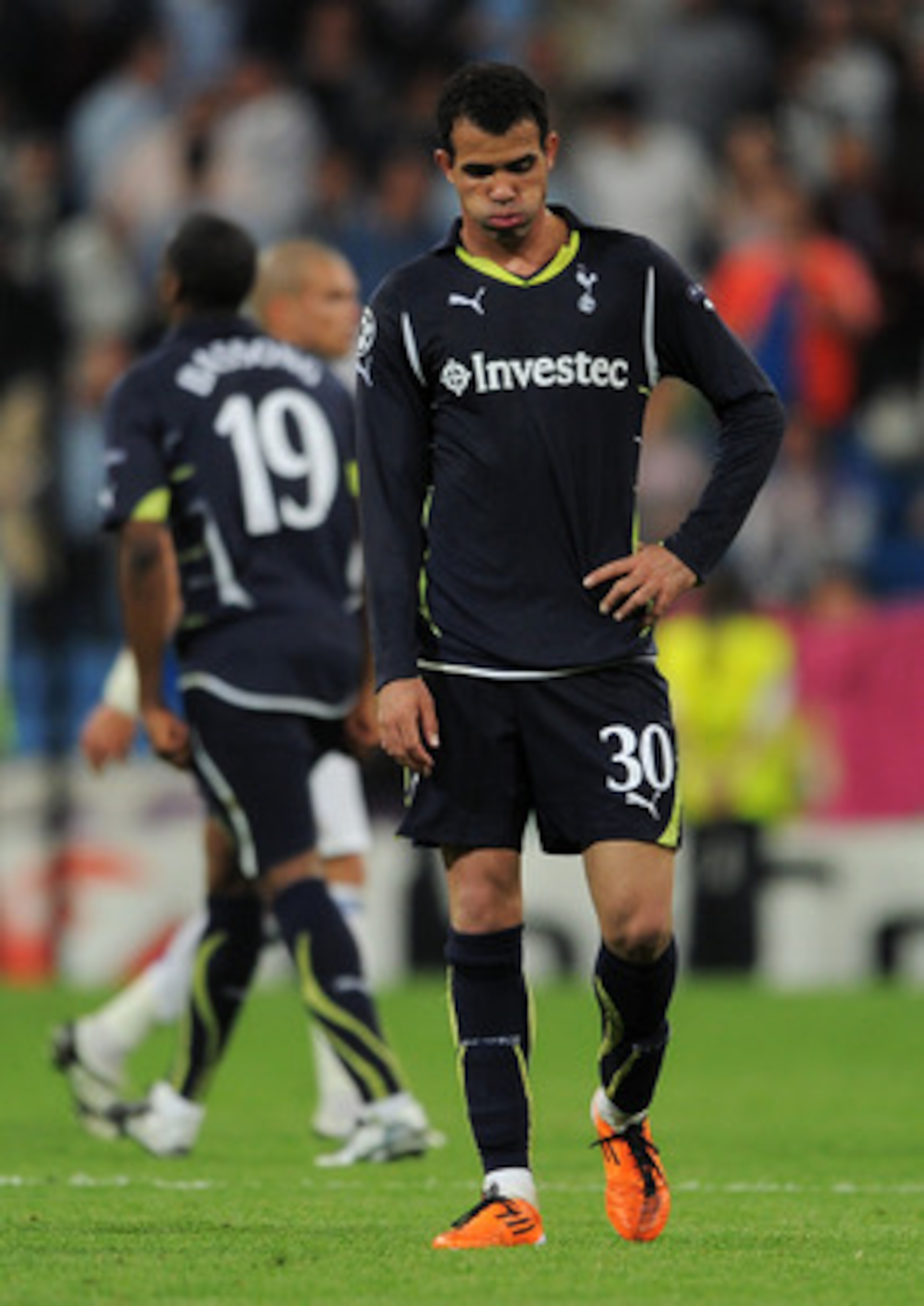 MADRID, SPAIN - APRIL 05:  Sandro of Tottenham Hotspur trudges off the pitch at the end of the UEFA Champions League quarter final first leg match between Real Madrid and Tottenham Hotspur at Estadio Santiago Bernabeu on April 5, 2011 in Madrid, Spain.  (