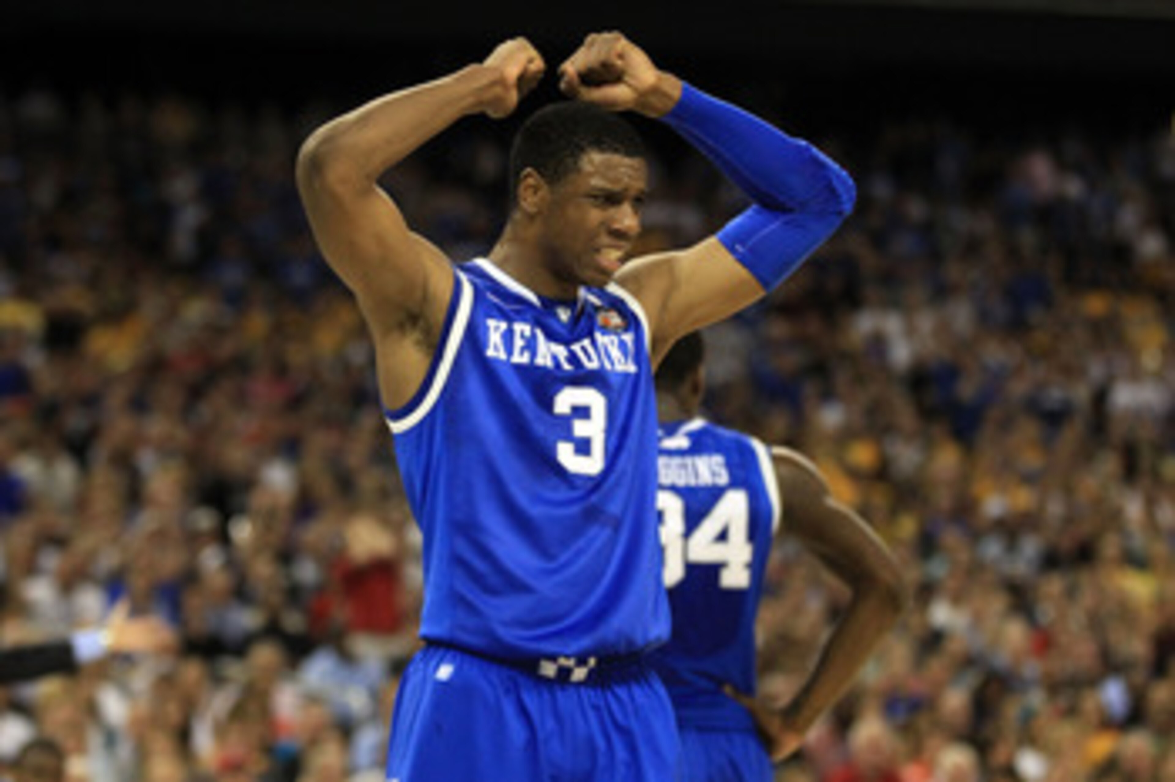 HOUSTON, TX - APRIL 02: Terrence Jones #3 of the Kentucky Wildcats reacts after a play against the Connecticut Huskies during the National Semifinal game of the 2011 NCAA Division I Men's Basketball Championship at Reliant Stadium on April 2, 2011 in Hou HOUSTON, TX - APRIL 02: Terrence Jones #3 of the Kentucky Wildcats reacts after a play against the Connecticut Huskies during the National Semifinal game of the 2011 NCAA Division I Men's Basketball Championship at Reliant Stadium on April 2, 2011 in Hou