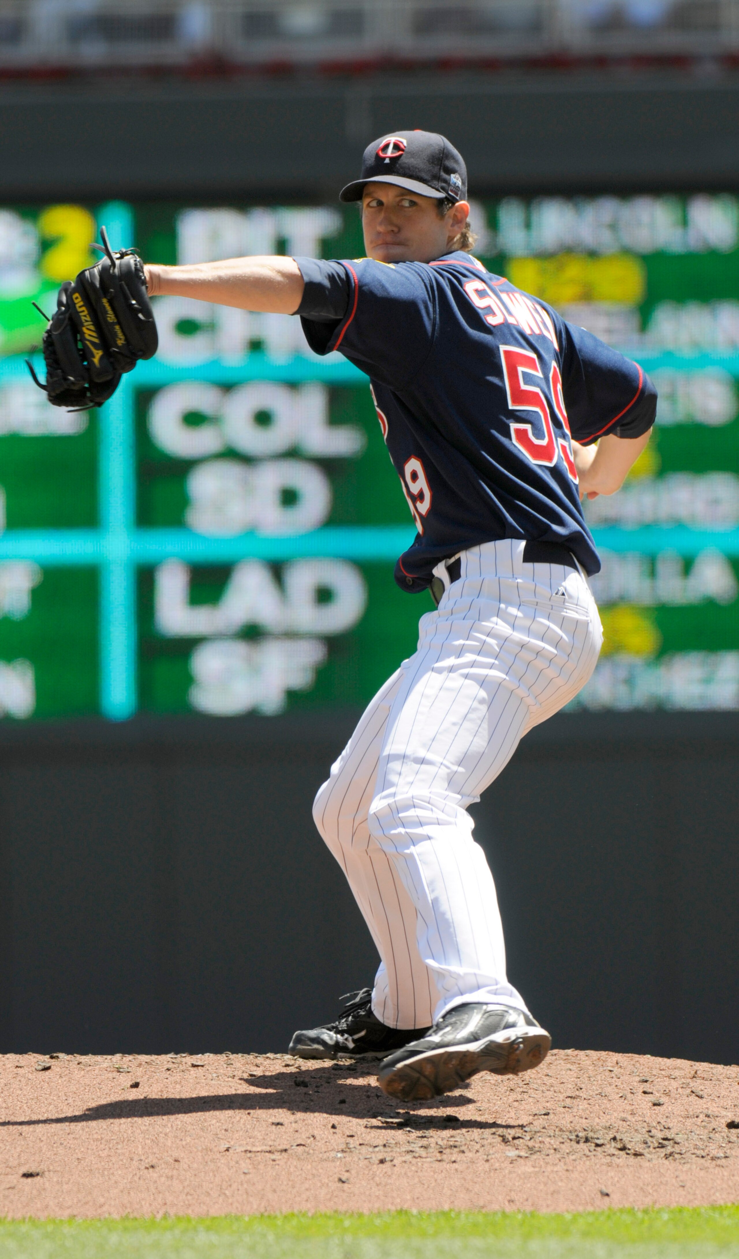 MINNEAPOLIS, MN - JUNE 30: Kevin Slowey #59 of the Minnesota Twins pitches in the second inning against the Detroit Tigers during their game on June 30, 2010 at Target Field in Minneapolis, Minnesota. Twins won 5-1. (Photo by Hannah Foslien /Getty Images)