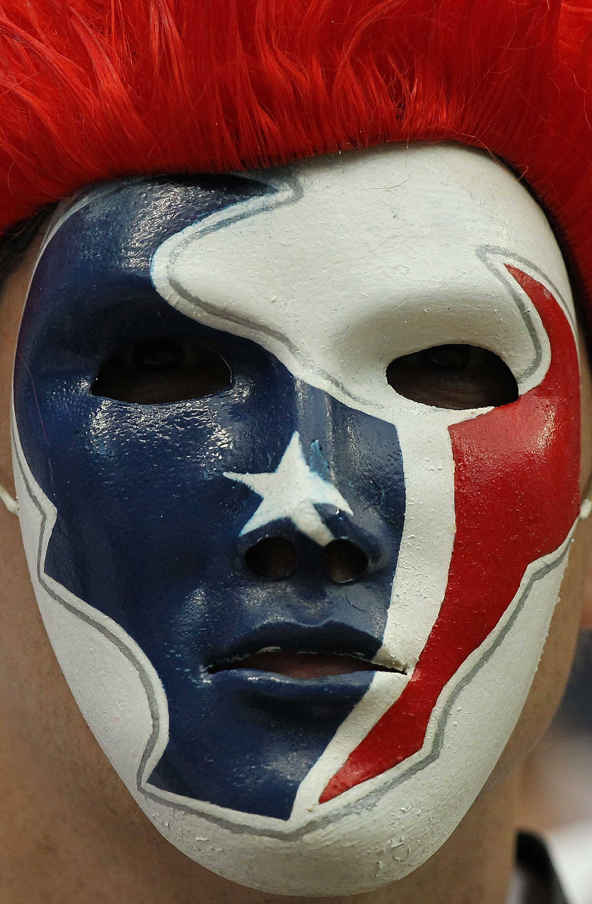 HOUSTON - SEPTEMBER 12:  A Houston Texans fan shows his support during the NFL season opener against the Indianapolis Colts at Reliant Stadium on September 12, 2010 in Houston, Texas.  (Photo by Ronald Martinez/Getty Images)