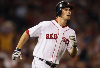 BOSTON - SEPTEMBER 22: Josh Reddick #46 of the Boston Red Sox rounds first base after his solo home run in the fifth inning against the Baltimore Orioles on September 22, 2010 at Fenway Park in Boston, Massachusetts.  (Photo by Elsa/Getty Images)