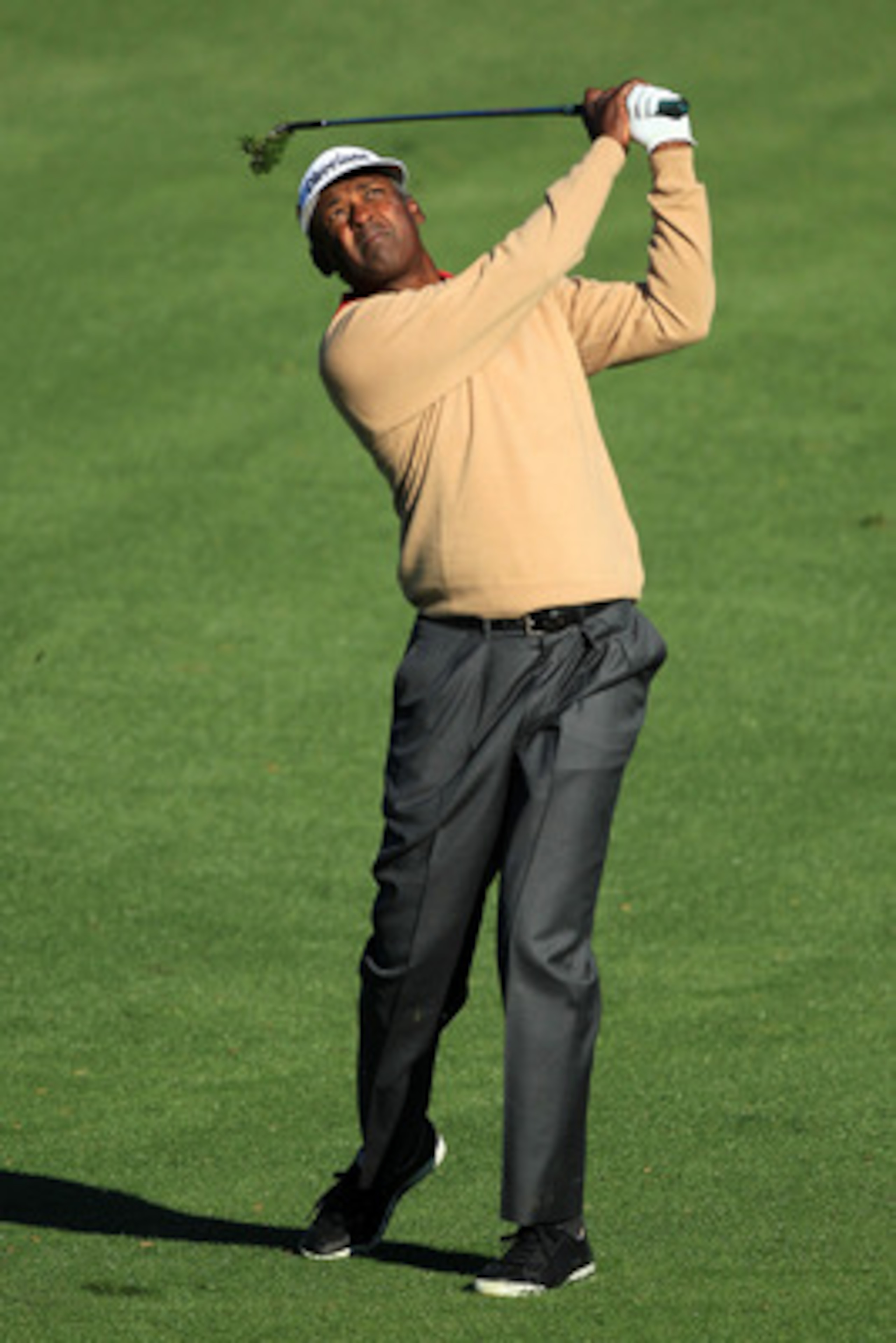 AUGUSTA, GA - APRIL 06:  Vijay Singh of Fiji hits a shot during a practice round prior to the 2011 Masters Tournament at Augusta National Golf Club on April 6, 2011 in Augusta, Georgia.  (Photo by David Cannon/Getty Images)