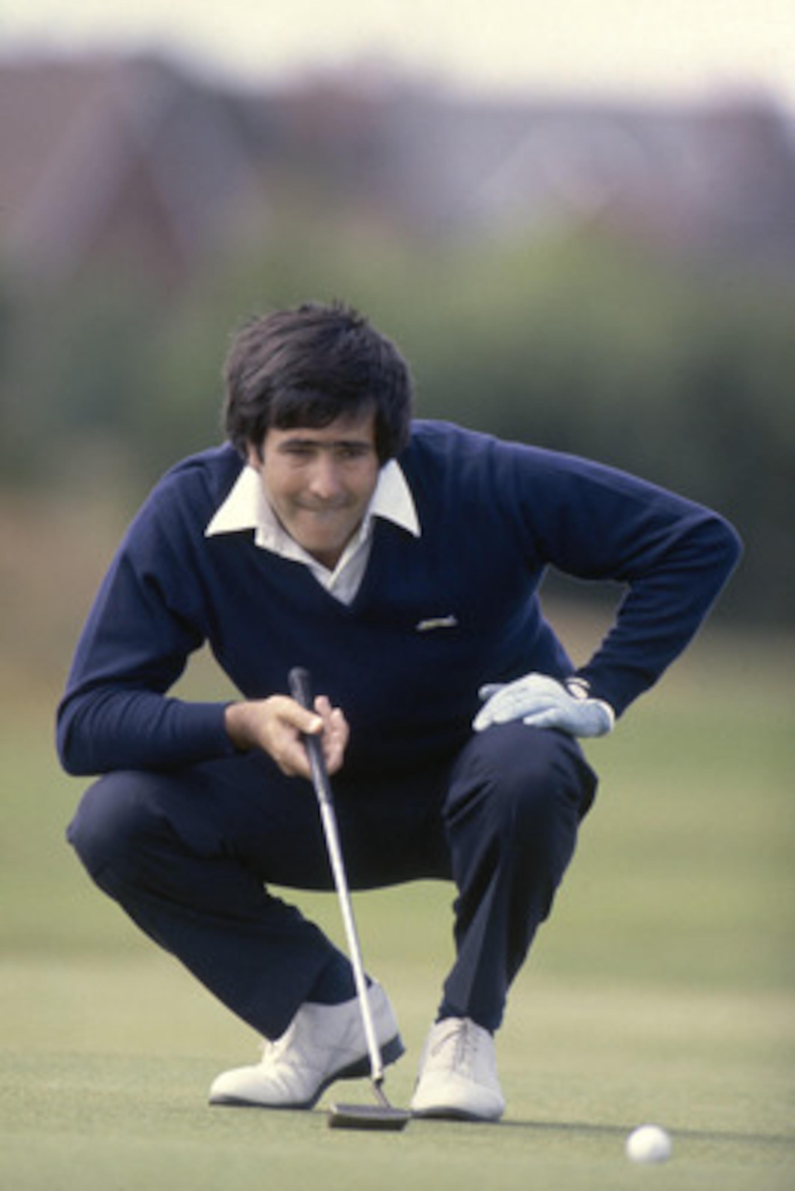 UNDATED:  Seve Ballesteros of Spain lines up a putt. (Photo by Steve Powell/Getty Images)