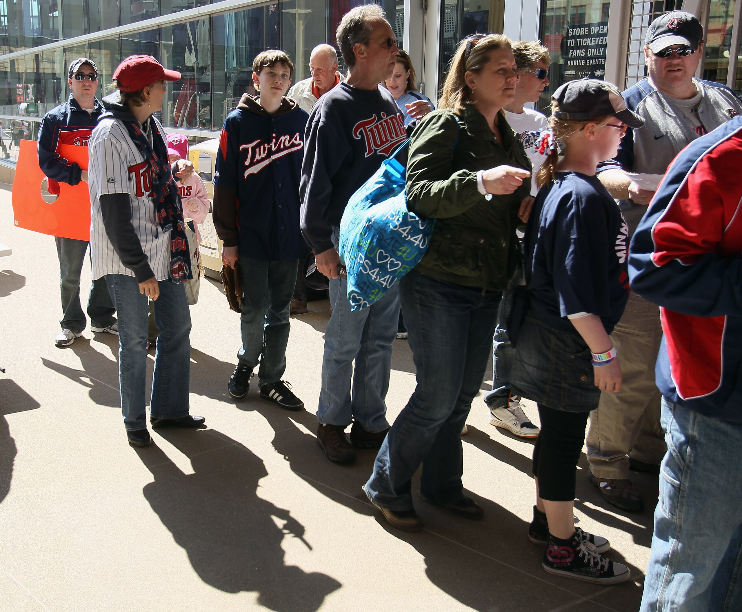 MINNEAPOLIS, MN - APRIL 08:  Fans enter the stadium before the game between the Oakland Athletics and the Minnesota Twins during Opening Day on April 8, 2011 at Target Field in Minneapolis, Minnesota.  (Photo by Elsa/Getty Images)