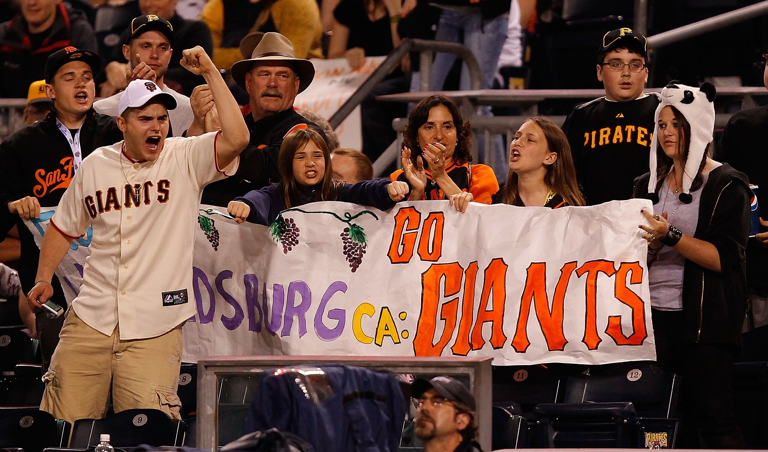 PITTSBURGH - APRIL 26:  San Francisco Giants fans cheer for their team during the game against the Pittsburgh Pirates on April 26, 2011 at PNC Park in Pittsburgh, Pennsylvania.  (Photo by Jared Wickerham/Getty Images)