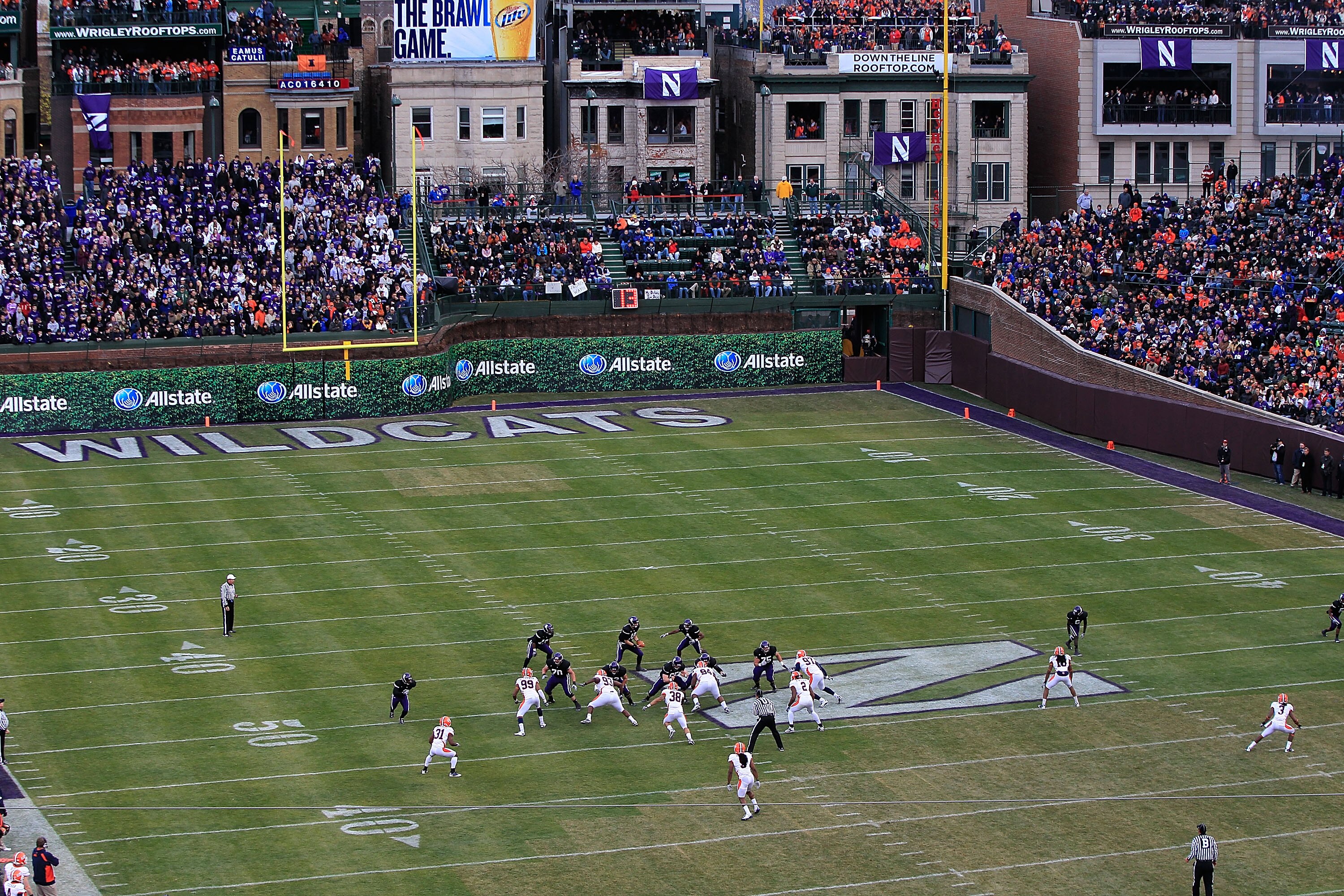 CHICAGO, IL - NOVEMBER 20: A general view as the Northwestern Wildcats take on the Illinois Fighting Illini during a game played at Wrigley Field on November 20, 2010 in Chicago, Illinois. Illinois defeated Northwestern 48-27. (Photo by Jonathan Daniel/Ge