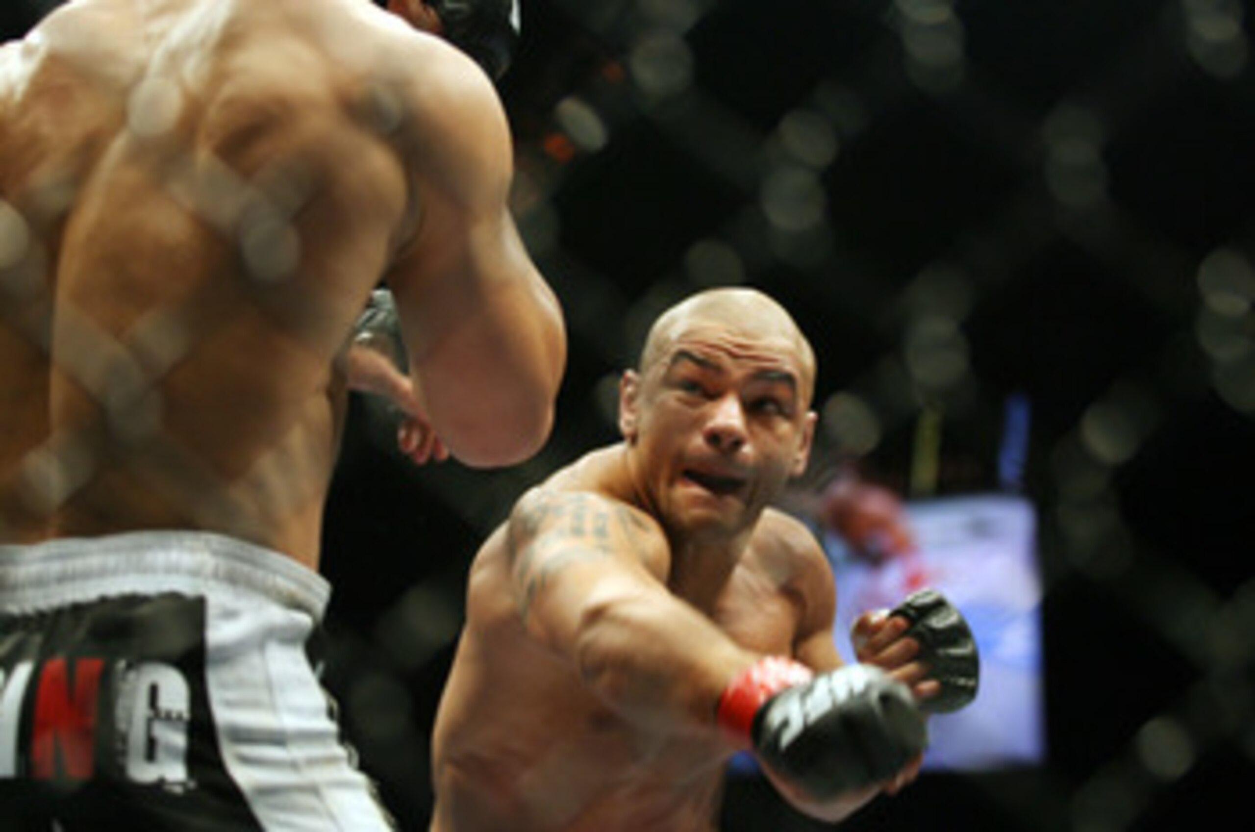 CHICAGO- OCTOBER 25:  Thiago Alves (R) fights Josh Koscheck in a Welterweight bout  at UFC's Ultimate Fight Night at Allstate Arena on October 25, 2008 in Chicago, Illinois. (Photo by Tasos Katopodis/Getty Images)