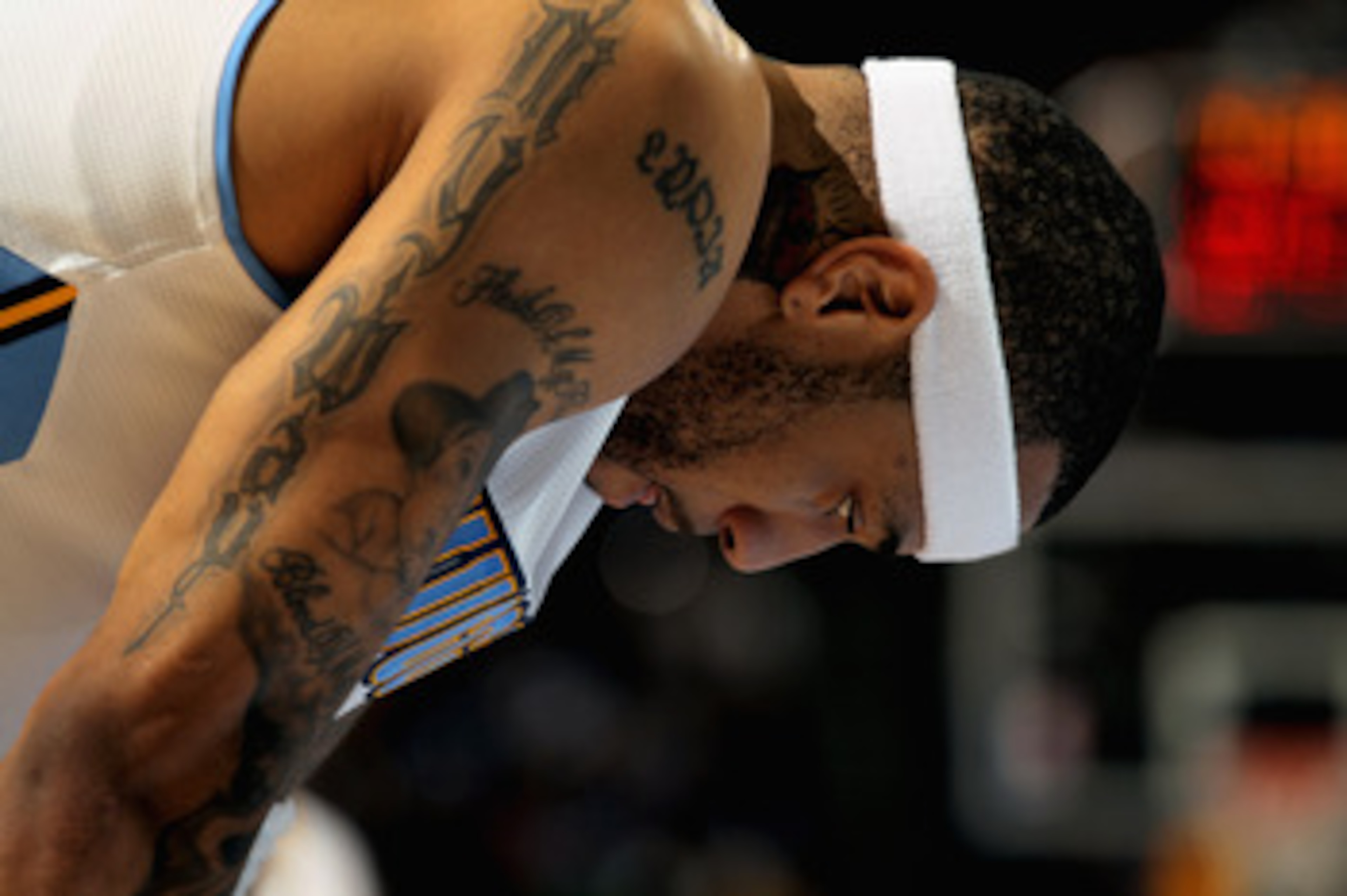 DENVER, CO - APRIL 25: Kenyon Martin #4 of the Denver Nuggets awaits a free throw against the Oklahoma City Thunder in Game Four of the Western Conference Quarterfinals in the 2011 NBA Playoffs on April 24, 2011 at the Pepsi Center in Denver, Colorado. T DENVER, CO - APRIL 25: Kenyon Martin #4 of the Denver Nuggets awaits a free throw against the Oklahoma City Thunder in Game Four of the Western Conference Quarterfinals in the 2011 NBA Playoffs on April 24, 2011 at the Pepsi Center in Denver, Colorado. T