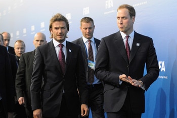 ZURICH, SWITZERLAND - DECEMBER 02:  David Beckham and Prince William of the England 2018 bid arrive during the FIFA World Cup 2018 & 2022 Host Announcement on December 2, 2010 in Zurich, Switzerland.  (Photo by Michael Regan/Getty Images)