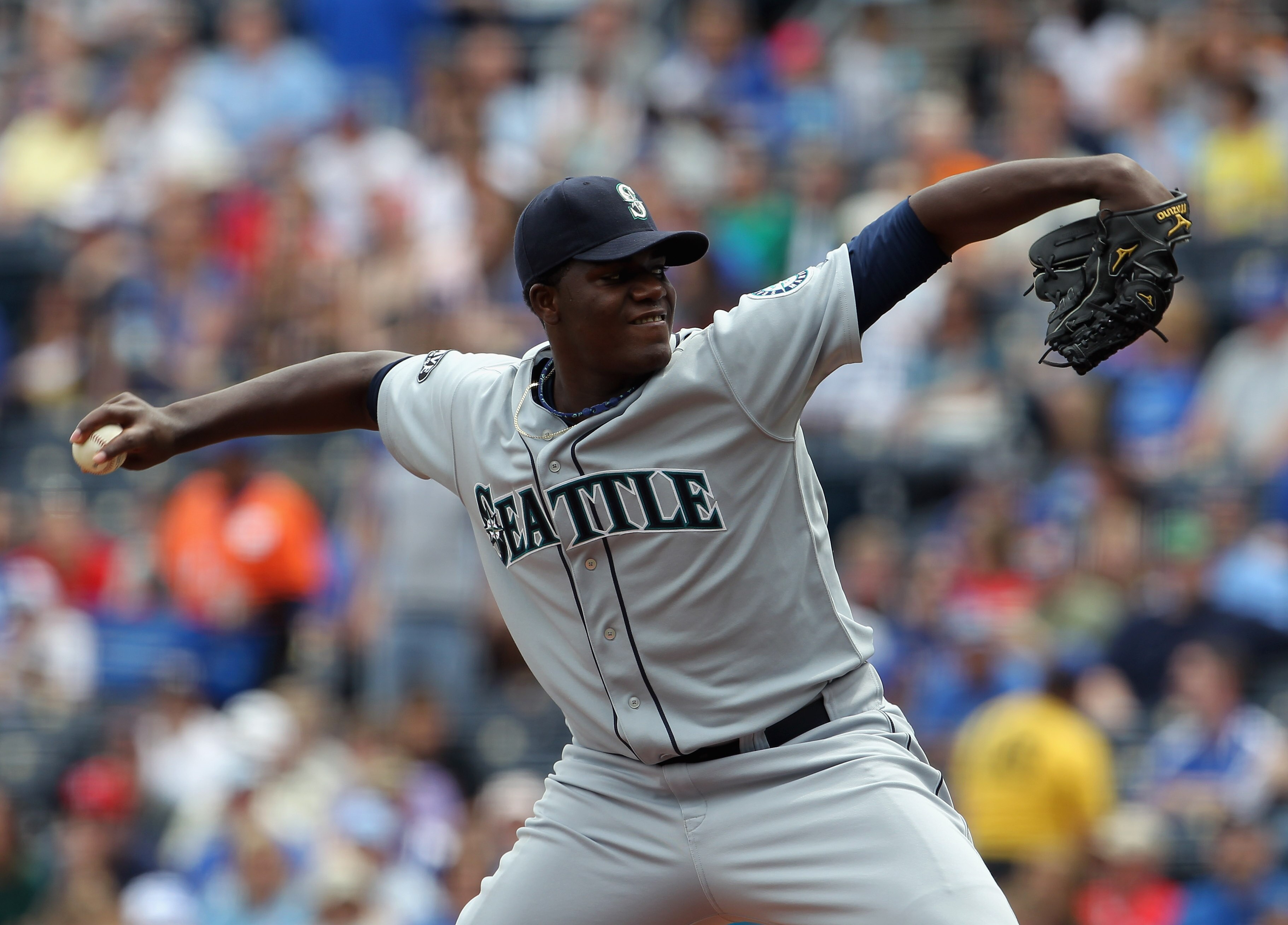 KANSAS CITY, MO - APRIL 17:  Starting Michael Pineda #36 of the Seattle Mariners  pitches during the game against the Kansas City Royals on April 17, 2011 at Kauffman Stadium in Kansas City, Missouri.  (Photo by Jamie Squire/Getty Images)