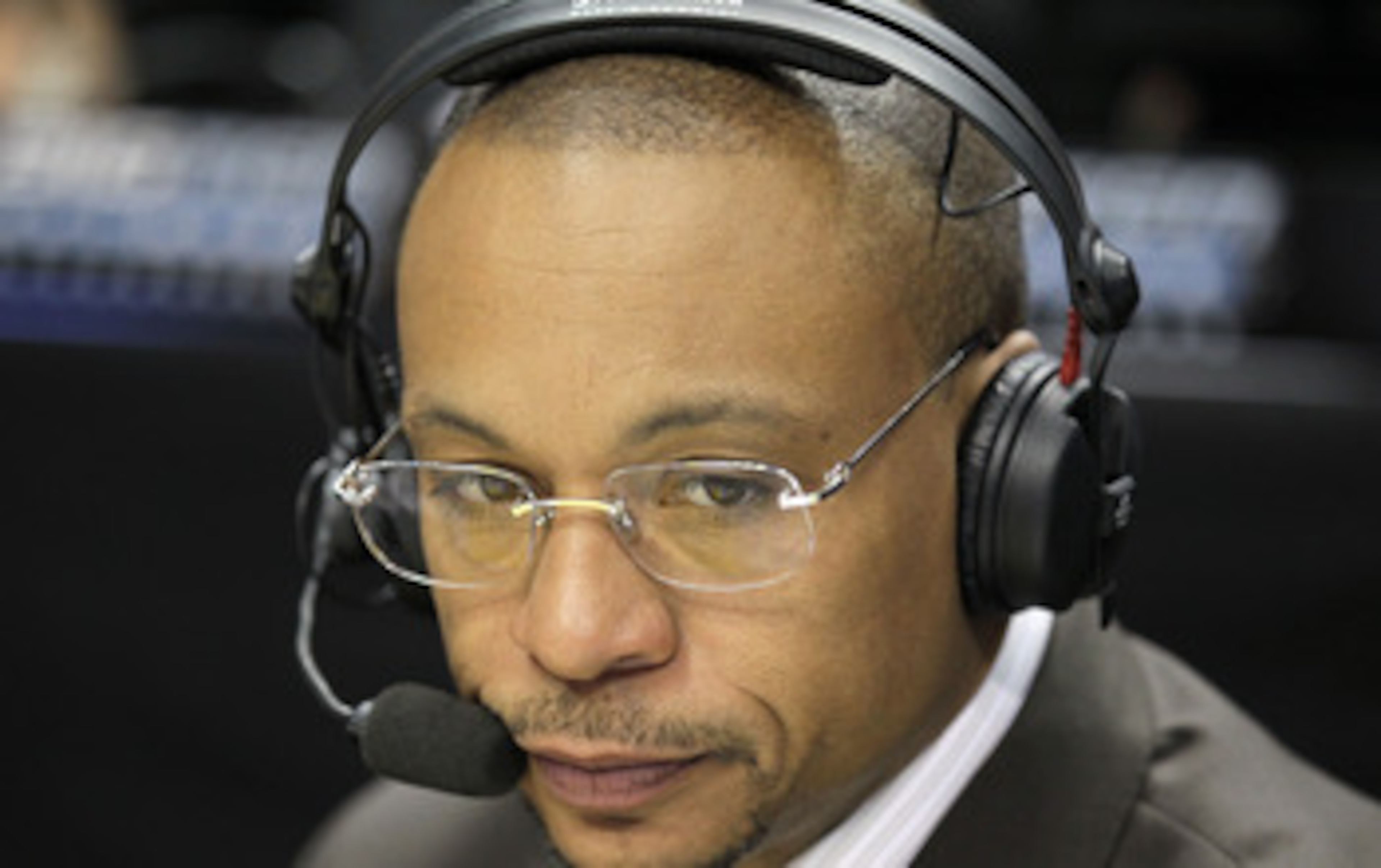 INDIANAPOLIS, IN - MARCH 10: Big Ten Network announcer Gus Johnson calls the game between the Penn State Nittany Lions and the Indiana Hoosiers during the first round of the 2011 Big Ten Men's Basketball Tournament at Conseco Fieldhouse on March 10, 2011 INDIANAPOLIS, IN - MARCH 10: Big Ten Network announcer Gus Johnson calls the game between the Penn State Nittany Lions and the Indiana Hoosiers during the first round of the 2011 Big Ten Men's Basketball Tournament at Conseco Fieldhouse on March 10, 2011