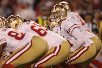 SAN DIEGO, CA - DECEMBER 16:  Quarterback Alex Smith #11 of the San Francisco 49ers goes under center against the San Diego Chargers at Qualcomm Stadium on December 16, 2010 in San Diego, California.  (Photo by Donald Miralle/Getty Images)