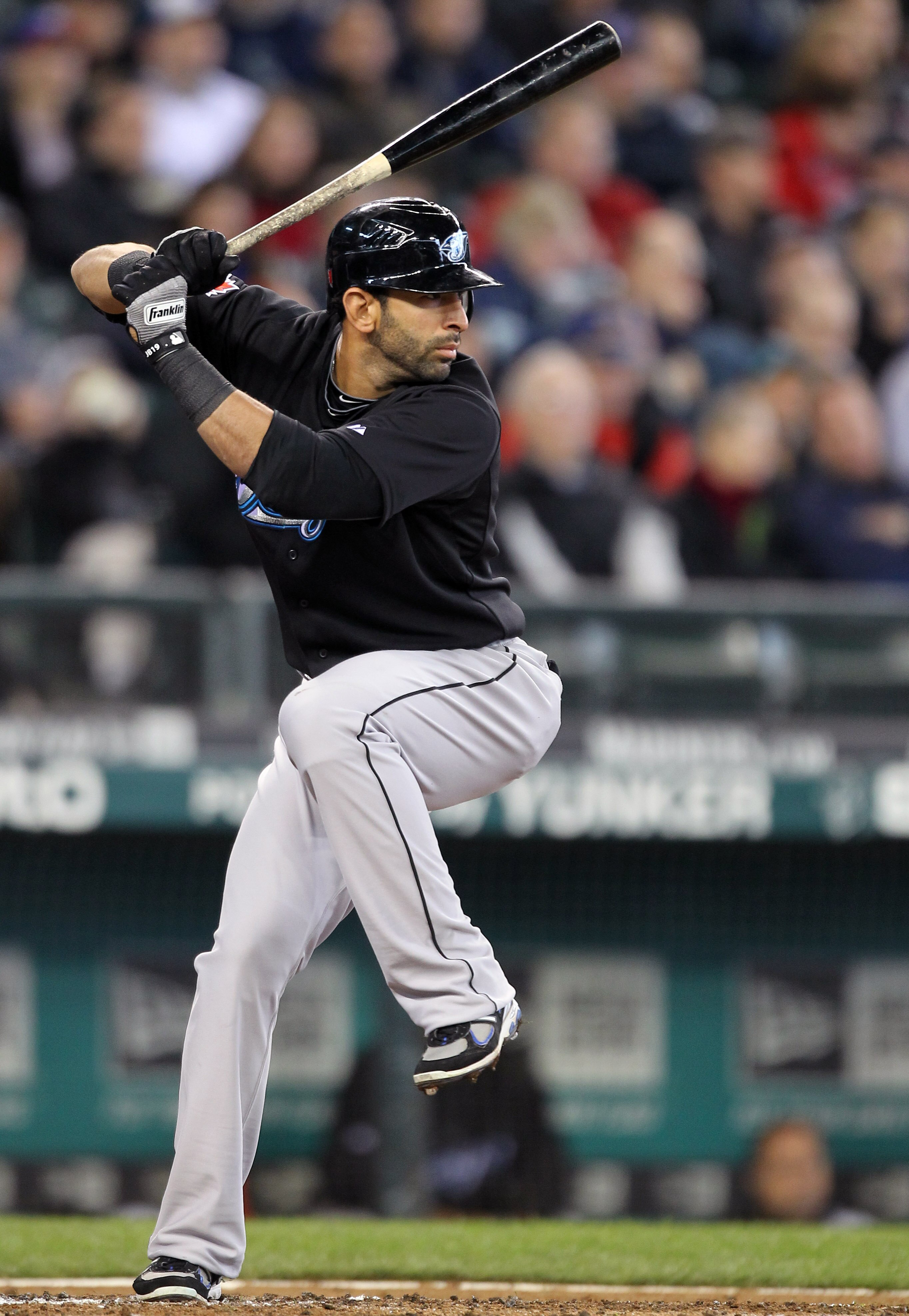 SEATTLE, WA - APRIL 13:  Jose Bautista #19 of the Toronto Blue Jays bats against the Seattle Mariners at Safeco Field on April 13, 2011 in Seattle, Washington. (Photo by Otto Greule Jr/Getty Images)