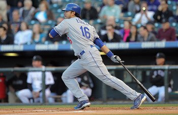 DENVER, CO - APRIL 05:  Andre Ethier #16 of the Los Angeles Dodgers takes an at bat against the Colorado Rockies at Coors Field on April 5, 2011 in Denver, Colorado.  (Photo by Doug Pensinger/Getty Images)