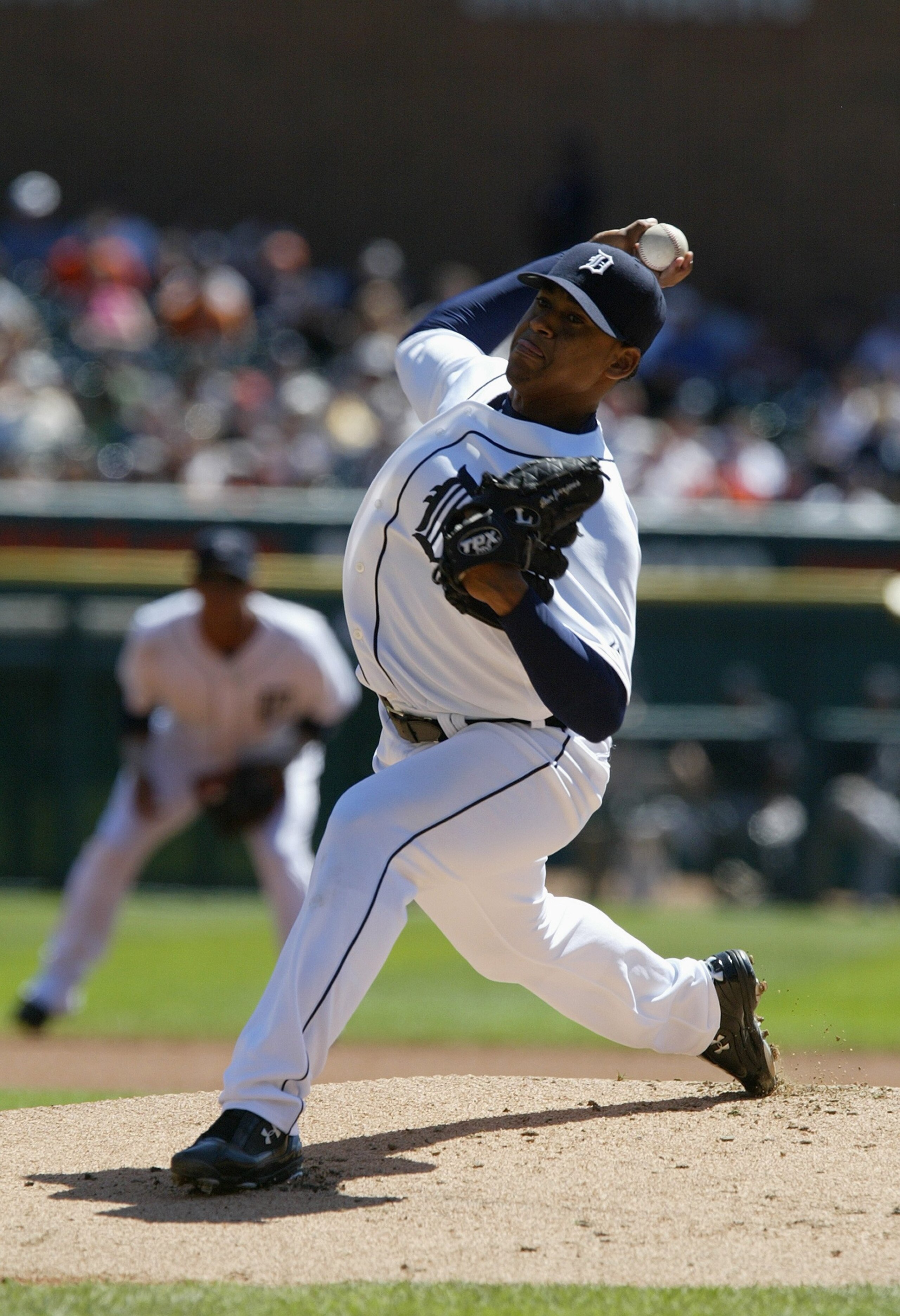 DETROIT - AUGUST 26:  Jair Jurrjens #46 of the Detroit Tigers pitches against the New York Yankees at Comerica Park on August 26, 2007 in Detroit, Michigan. The Tigers won 5-4. (Photo by Dave Sandford/Getty Images)