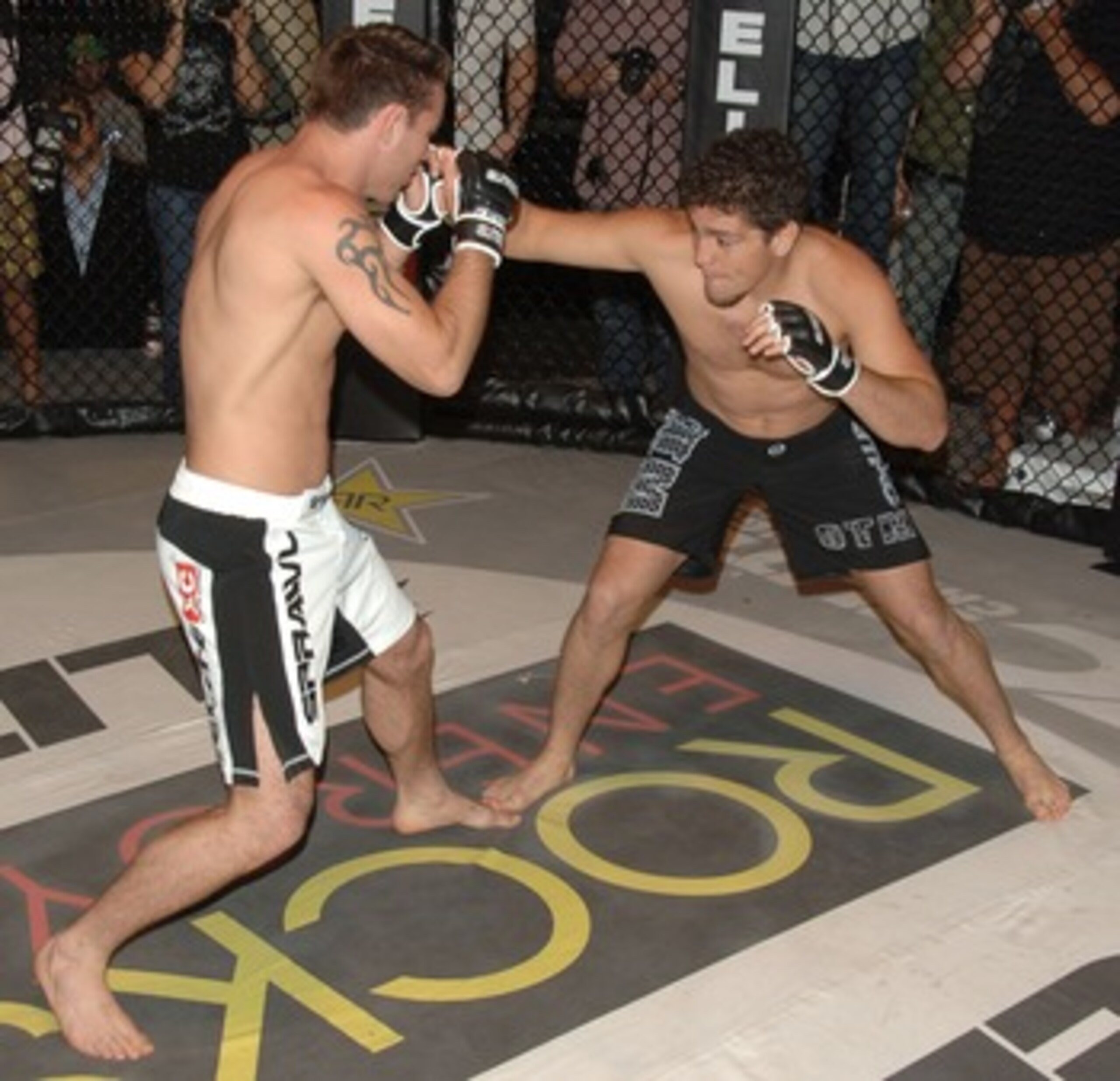 STUDIO CITY, CA - MAY 19: MMA fighters Jake Shields (L) and Nick Diaz demonstrate MMA fighting techniques at CBS's 'Elite XC Saturday Night Fights' Press Conference at CBS Radford Studios on May 19, 2008 in Studio City, California. (Photo by Stephen Shu STUDIO CITY, CA - MAY 19: MMA fighters Jake Shields (L) and Nick Diaz demonstrate MMA fighting techniques at CBS's 'Elite XC Saturday Night Fights' Press Conference at CBS Radford Studios on May 19, 2008 in Studio City, California. (Photo by Stephen Shu