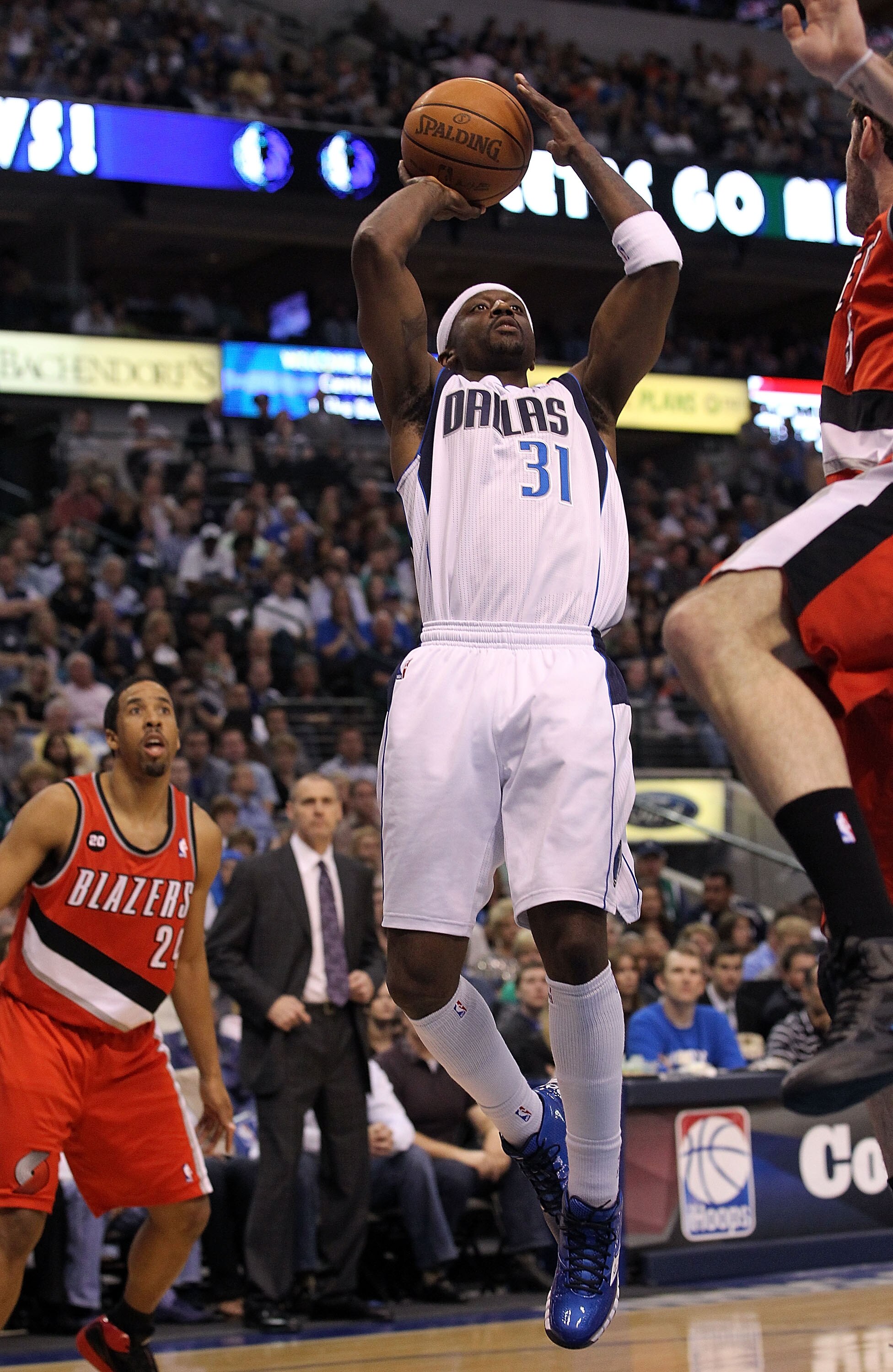 DALLAS, TX - APRIL 16:  Guard Jason Terry #31 of the Dallas Mavericks takes a shot against the Portland Trail Blazers in Game One of the Western Conference Quarterfinals during the 2011 NBA Playoffs on April 16, 2011 at American Airlines Center in Dallas,