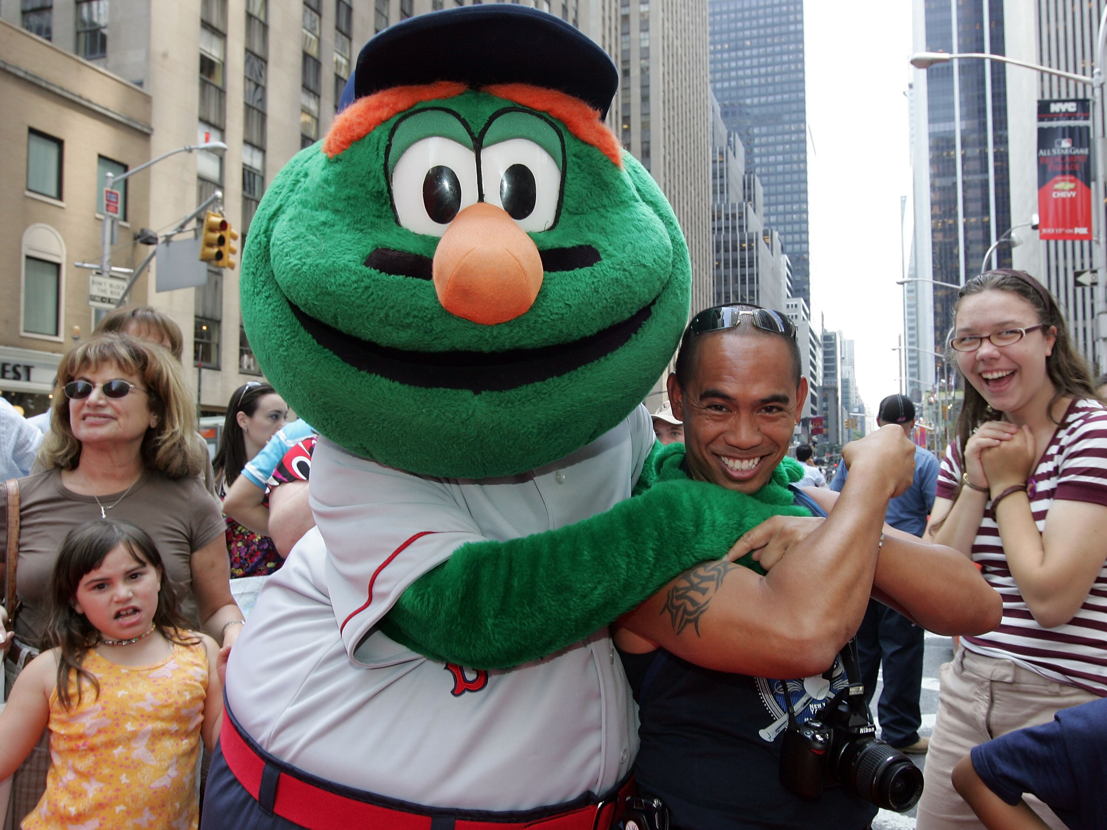 NEW YORK - JULY 15: Wally the Green Monster official mascot for the Boston Red Sox and fan during the MLB All-Star Game Red Carpet Parade on July 15, 2008 in New York City. (Photo by Mike Stobe/Getty Images) NEW YORK - JULY 15: Wally the Green Monster official mascot for the Boston Red Sox and fan during the MLB All-Star Game Red Carpet Parade on July 15, 2008 in New York City. (Photo by Mike Stobe/Getty Images)