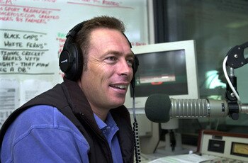 AUCKLAND, NEW ZEALAND - APRIL 01:  Talkback ZB sports host Danny Morrison at work in the Auckland ZB studios.  (Photo by Ross Land/Getty Images)