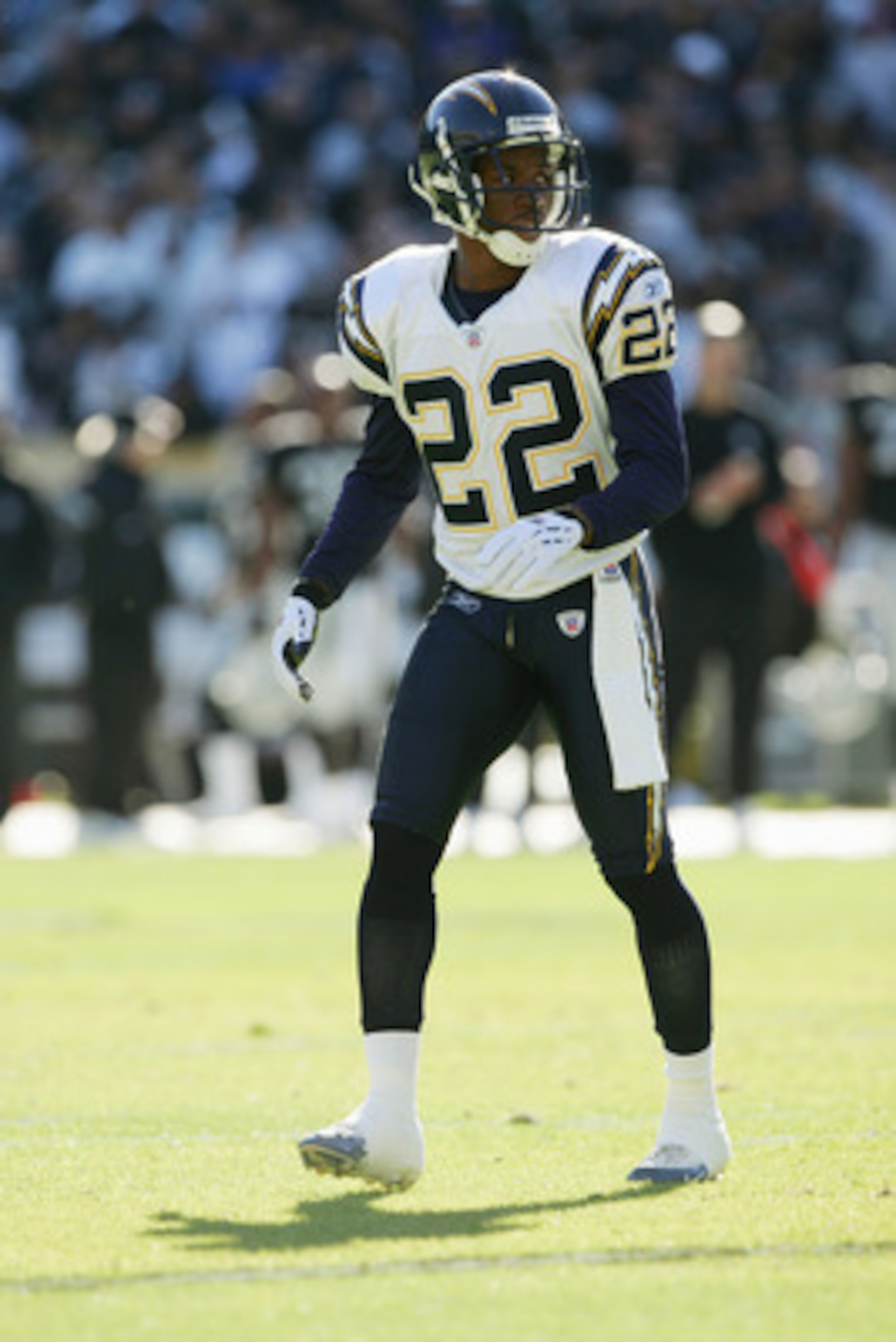 OAKLAND, CA - NOVEMBER 21: Cornerback Sammy Davis #22 of the San Diego Chargers walks on the field during the game against the Oakland Raiders at Network Associates Coliseum on November 21, 2004 in Oakland, California. The Chargers defeated the Raiders 2 OAKLAND, CA - NOVEMBER 21: Cornerback Sammy Davis #22 of the San Diego Chargers walks on the field during the game against the Oakland Raiders at Network Associates Coliseum on November 21, 2004 in Oakland, California. The Chargers defeated the Raiders 2