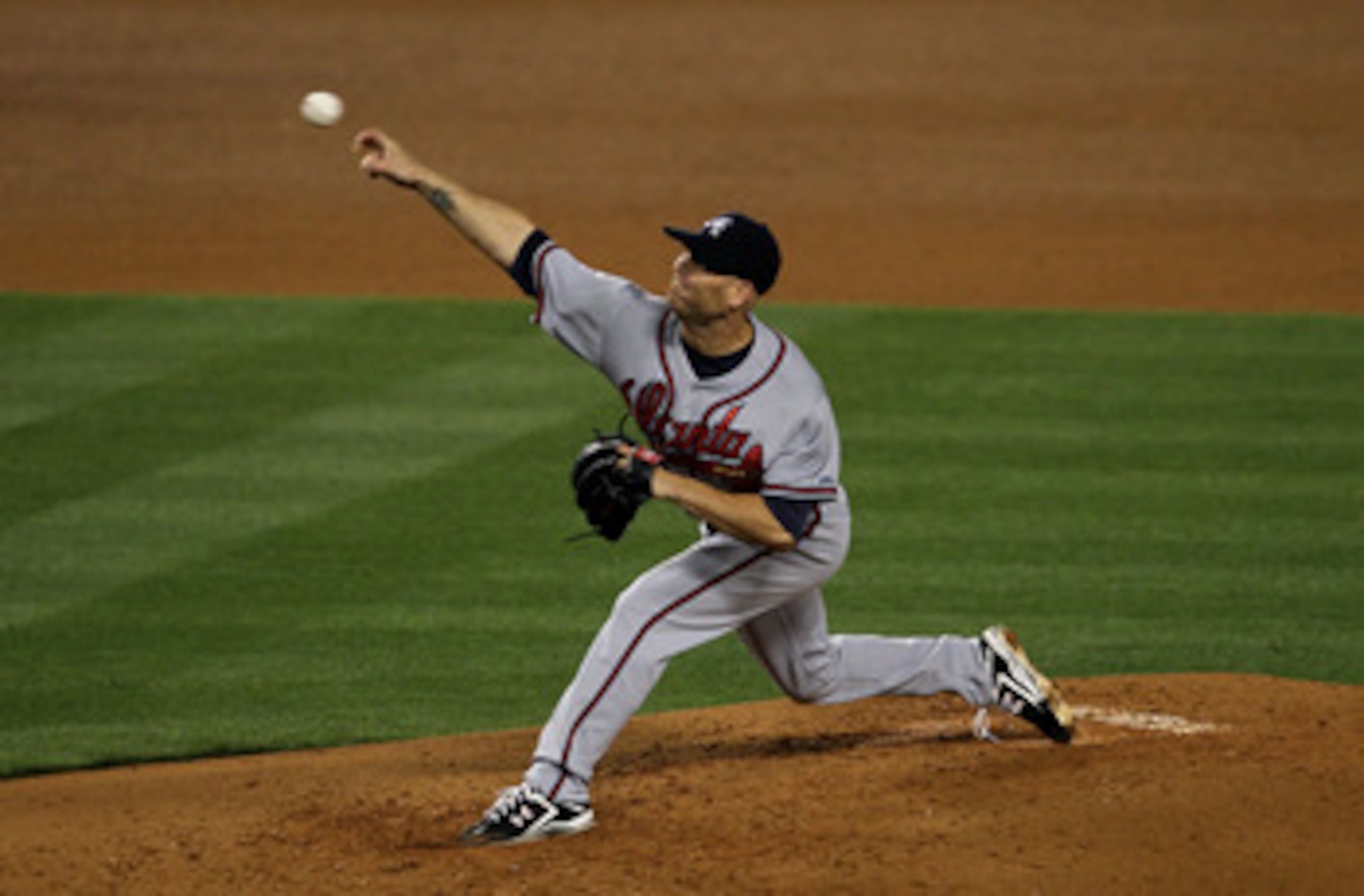 LOS ANGELES, CA - APRIL 18:  Tim Hudson #15 of the Atlanta Braves throws a pitch against the Los Angeles Dodgers on April 18, 2011 at Dodger Stadium in Los Angeles, California.  (Photo by Stephen Dunn/Getty Images)