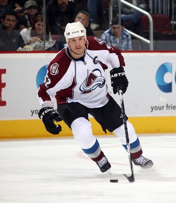 GLENDALE, AZ - FEBRUARY 07: Adam Foote #52 of the Colorado Avalanche skates against the Phoenix Coyotes at the Jobing.com Arena on February 7, 2011 in Glendale, Arizona.  (Photo by Bruce Bennett/Getty Images)
