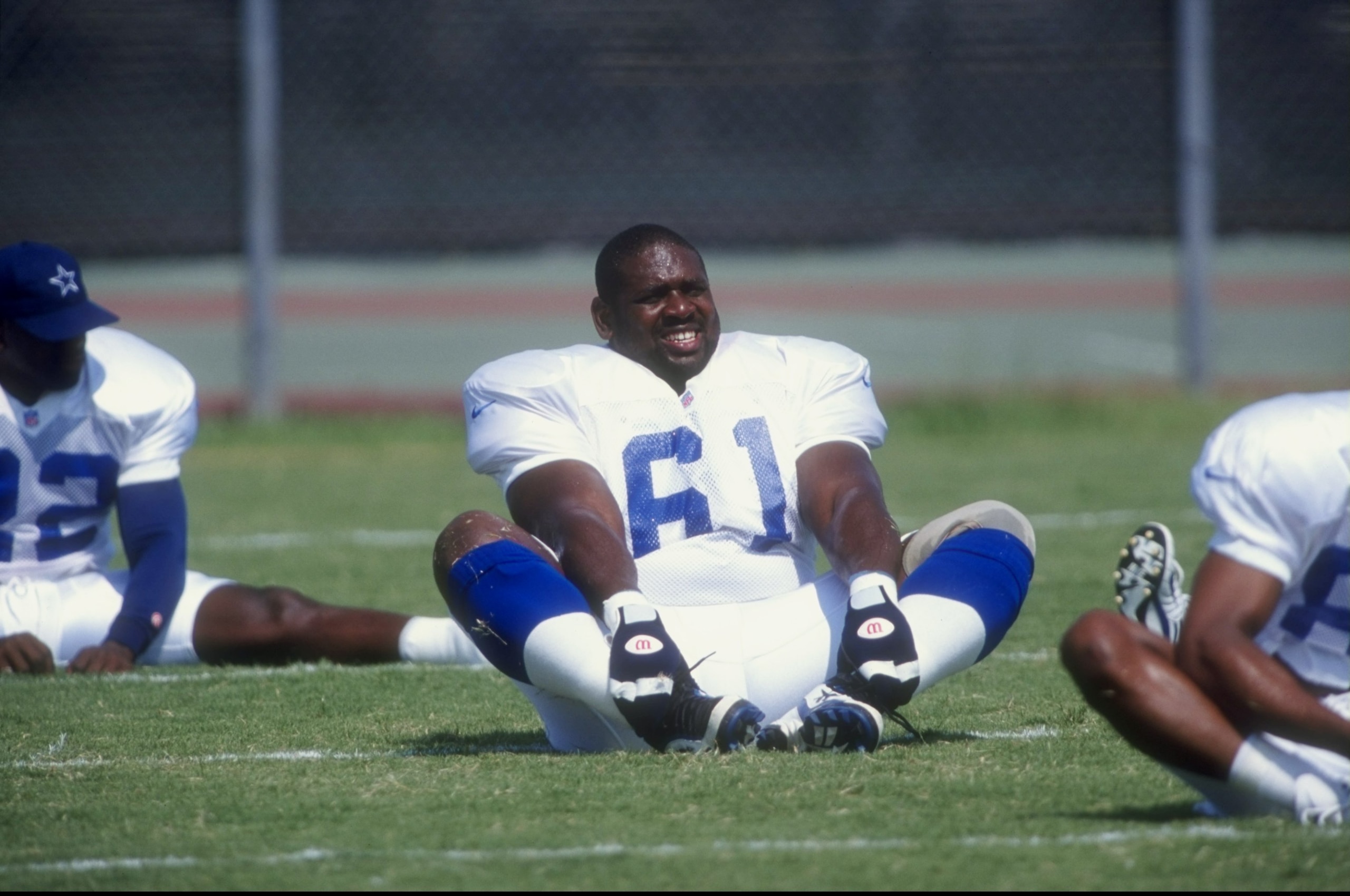 17 Jul 1998: Offensive lineman Nate Newton #61 of the Dallas Cowboys exercises during the 1998 Dallas Cowboys Training Camp at the Midwestern State University in Wichita Falls, Texas. Mandatory Credit: Stephen Dunn /Allsport 17 Jul 1998: Offensive lineman Nate Newton #61 of the Dallas Cowboys exercises during the 1998 Dallas Cowboys Training Camp at the Midwestern State University in Wichita Falls, Texas. Mandatory Credit: Stephen Dunn /Allsport