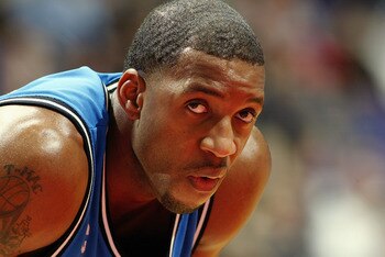 LOS ANGELES - NOVEMBER 15:  Tracy McGrady #1 of the Orlando Magic looks on during the game against the Los Angeles Clippers on November 15, 2003 at Staples Center in Los Angeles, California.  The Clippers won 95-92.  NOTE TO USER: User expressly acknowled