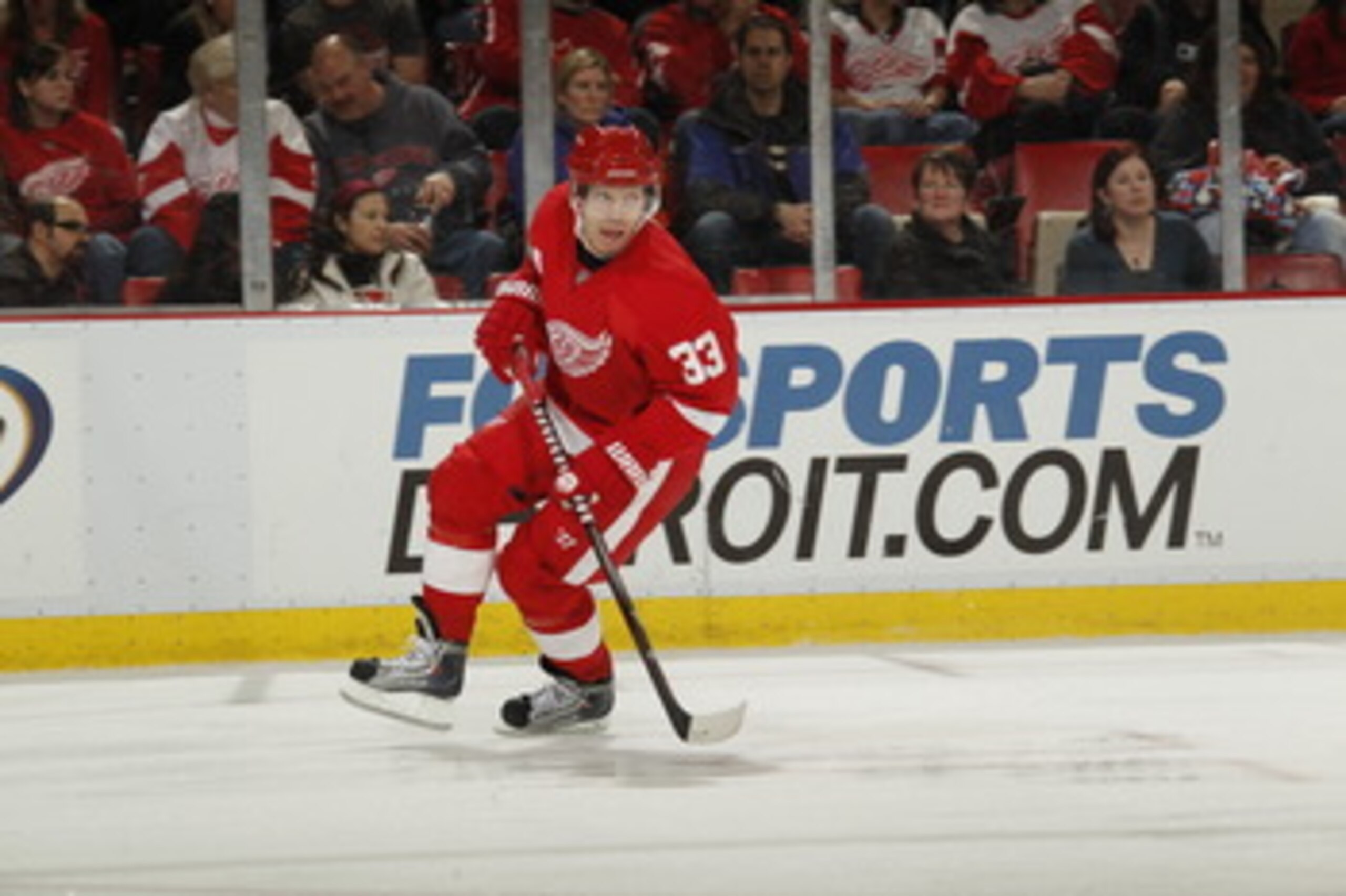 DETROIT, MI - FEBRUARY 24: Kris Draper #33 of the Detroit Red Wings skates against the Dallas Stars on February 24, 2011 at Joe Louis Arena in Detroit, Michigan.  (Photo by Gregory Shamus/Getty Images)