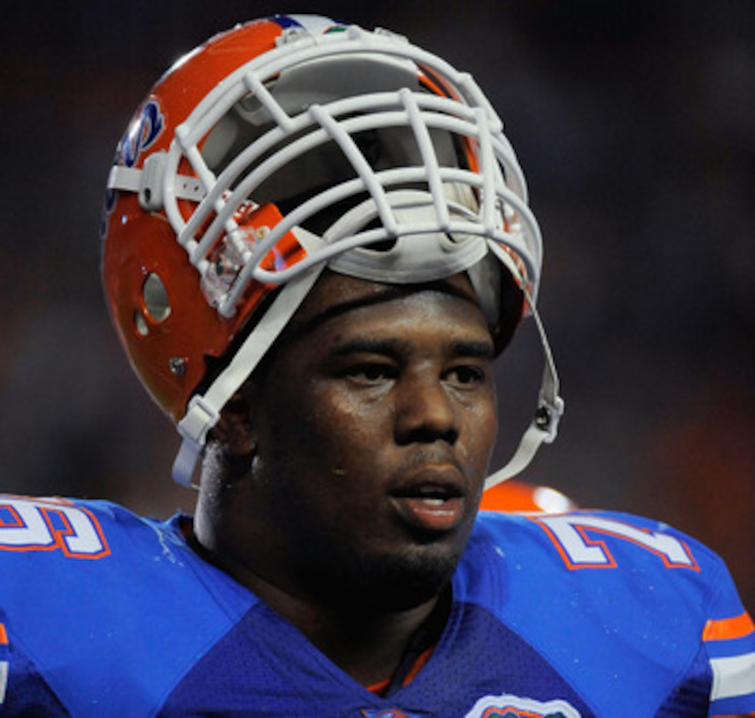 GAINESVILLE, FL - SEPTEMBER 25: Offensive lineman Marcus Gilbert #76 of the Florida Gators takes a breather during a stoppage in play against the Kentucky Wildcats at Ben Hill Griffin Stadium on September 25, 2010 in Gainesville, Florida. Florida defeate GAINESVILLE, FL - SEPTEMBER 25: Offensive lineman Marcus Gilbert #76 of the Florida Gators takes a breather during a stoppage in play against the Kentucky Wildcats at Ben Hill Griffin Stadium on September 25, 2010 in Gainesville, Florida. Florida defeate