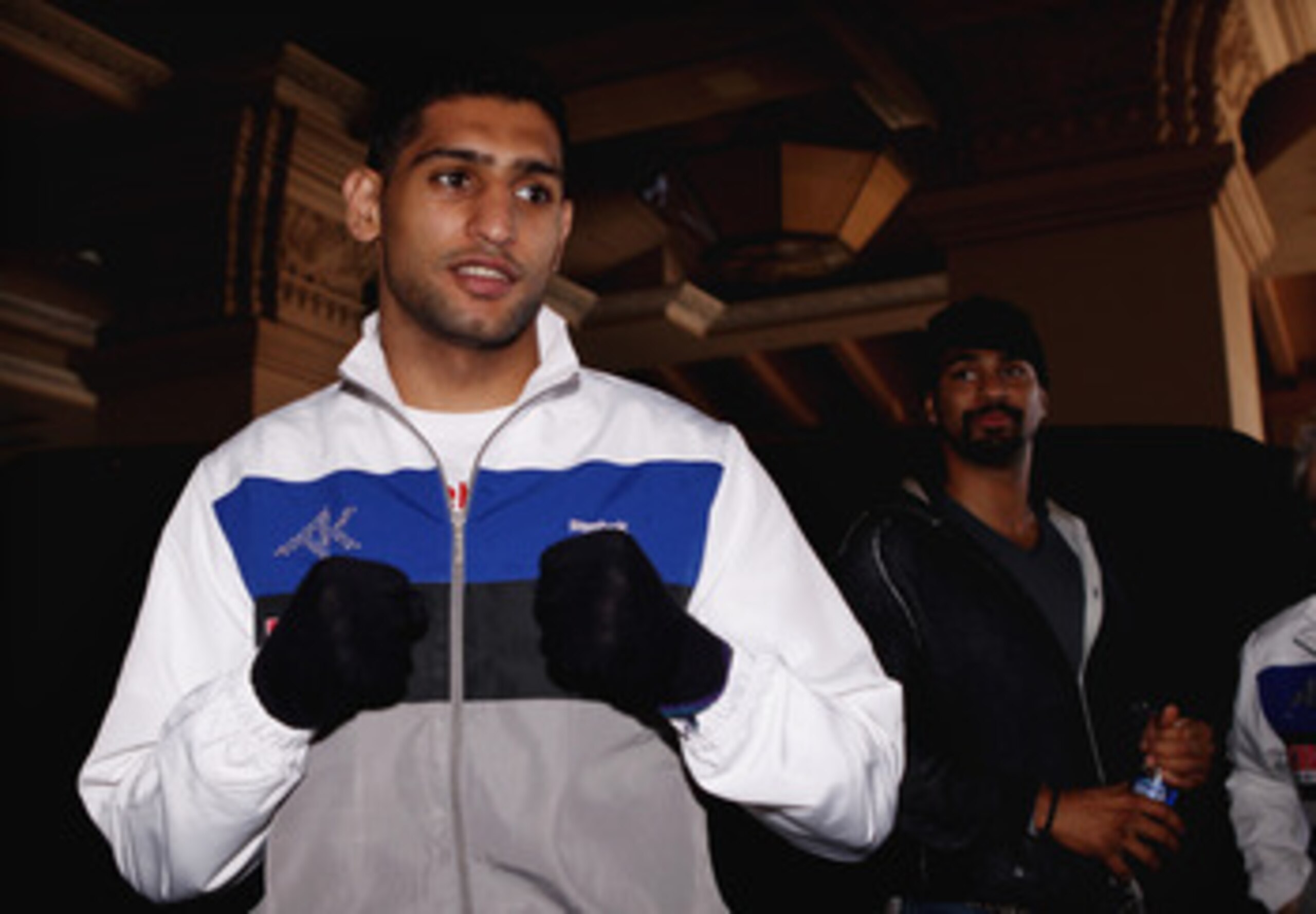 LAS VEGAS - DECEMBER 07:  Amir Khan arrives at the Mandalay Bay with David Haye (R) resort on December 7, 2010 in Las Vegas, Nevada.  (Photo by Scott Heavey/Getty Images)