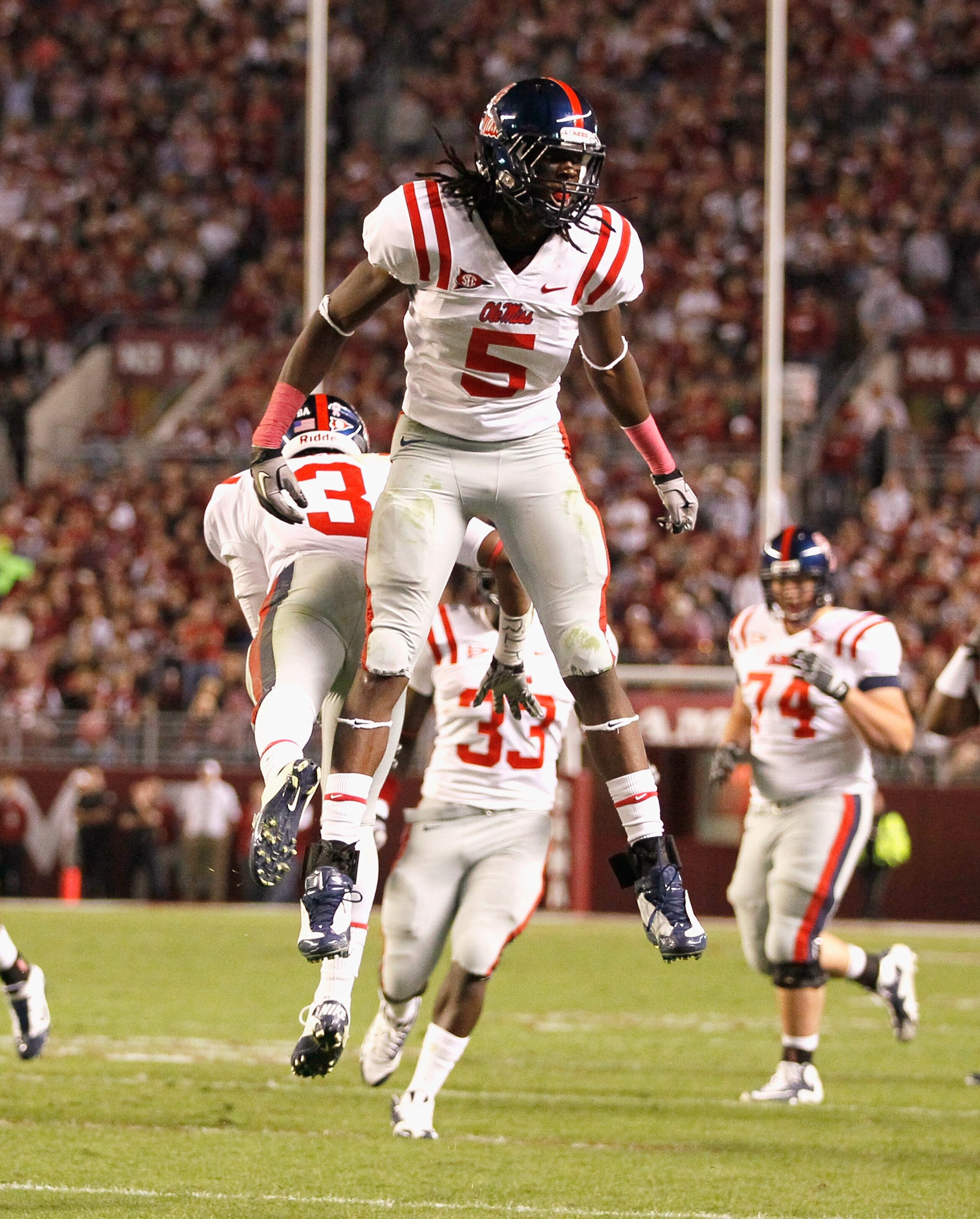 TUSCALOOSA, AL - OCTOBER 16: Melvin Harris #5 of the Ole Miss Rebels against the Alabama Crimson Tide at Bryant-Denny Stadium on October 16, 2010 in Tuscaloosa, Alabama. (Photo by Kevin C. Cox/Getty Images) TUSCALOOSA, AL - OCTOBER 16: Melvin Harris #5 of the Ole Miss Rebels against the Alabama Crimson Tide at Bryant-Denny Stadium on October 16, 2010 in Tuscaloosa, Alabama. (Photo by Kevin C. Cox/Getty Images)