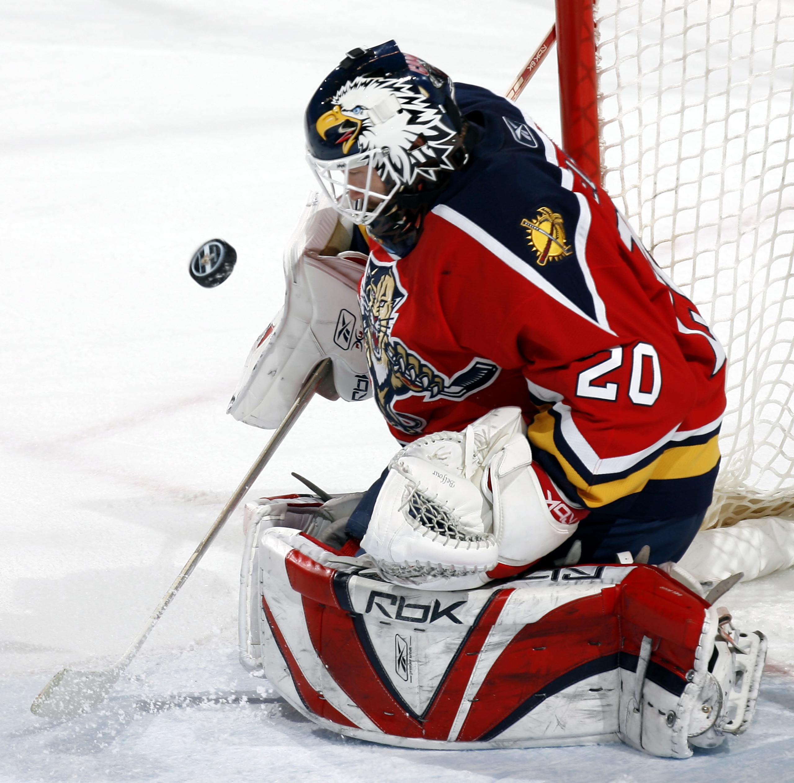 SUNRISE, FL - APRIL 1: Goaltender Ed Belfour #20 of the Florida Panthers makes a save against the Carolina Hurricanes in the second period at the Bank Atlantic Center on April 1, 2007 in Sunrise, Florida. (Photo by Eliot J. Schechter/Getty Images) SUNRISE, FL - APRIL 1: Goaltender Ed Belfour #20 of the Florida Panthers makes a save against the Carolina Hurricanes in the second period at the Bank Atlantic Center on April 1, 2007 in Sunrise, Florida. (Photo by Eliot J. Schechter/Getty Images)