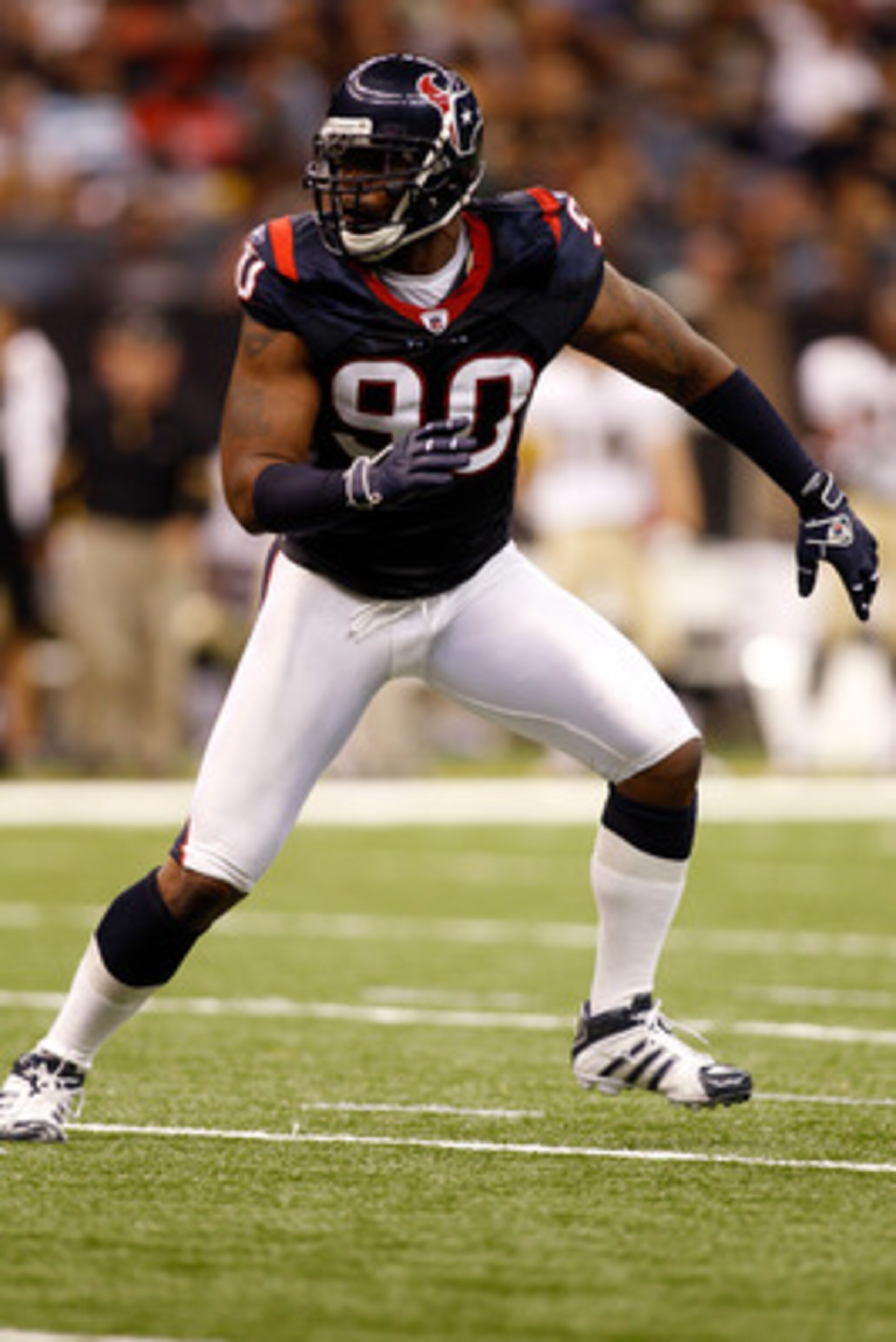 NEW ORLEANS - AUGUST 21: Mario Williams #90 of the Houston Texans in action during the game against the New Orleans Saints at the Louisiana Superdome on August 21, 2010 in New Orleans, Louisiana. (Photo by Chris Graythen/Getty Images) NEW ORLEANS - AUGUST 21: Mario Williams #90 of the Houston Texans in action during the game against the New Orleans Saints at the Louisiana Superdome on August 21, 2010 in New Orleans, Louisiana. (Photo by Chris Graythen/Getty Images)