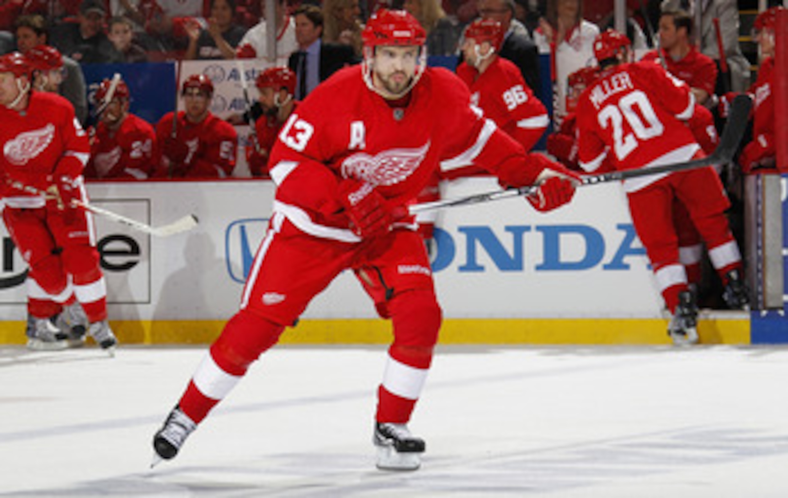 DETROIT, MI - APRIL 16: Pavel Datsyuk #13 of the Detroit Red Wings skates against the Phoenix Coyotes in Game Two of the Western Conference Quarterfinals during the 2011 Stanley Cup Playoffs at Joe Louis Arena on April 16, 2011 in Detroit, Michigan. (Pho DETROIT, MI - APRIL 16: Pavel Datsyuk #13 of the Detroit Red Wings skates against the Phoenix Coyotes in Game Two of the Western Conference Quarterfinals during the 2011 Stanley Cup Playoffs at Joe Louis Arena on April 16, 2011 in Detroit, Michigan. (Pho