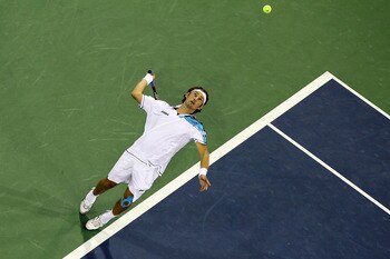 NEW YORK - SEPTEMBER 04:  Juan Carlos Ferrero of Spain serves against Jurgen Melzer of Austria during his men's singles match on day six of the 2010 U.S. Open at the USTA Billie Jean King National Tennis Center on September 4, 2010 in the Flushing neighbo