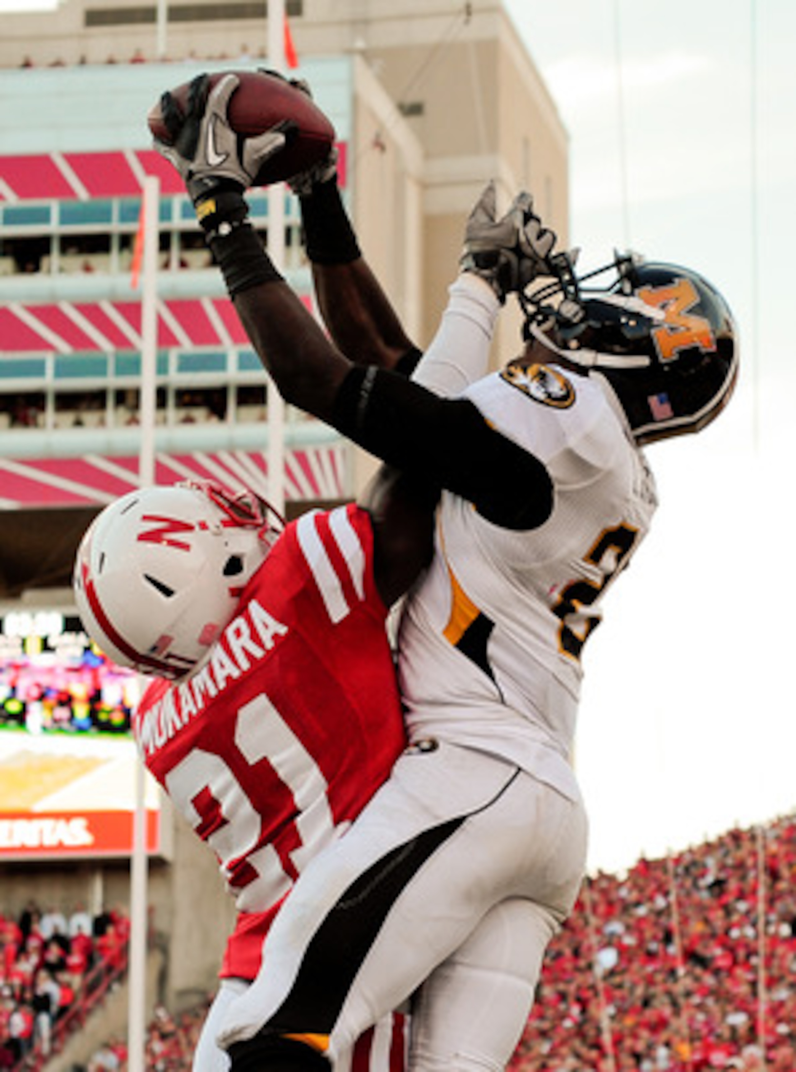 LINCOLN, NE - OCTOBER 30: Cornerback Prince Amukamara #21 of the Nebraska Cornhuskers breaks up a intended for wide receiver L'Damian Washington #2 of the Missouri Tigers during second half action of their game at Memorial Stadium on October 30, 2010 in L LINCOLN, NE - OCTOBER 30: Cornerback Prince Amukamara #21 of the Nebraska Cornhuskers breaks up a intended for wide receiver L'Damian Washington #2 of the Missouri Tigers during second half action of their game at Memorial Stadium on October 30, 2010 in L