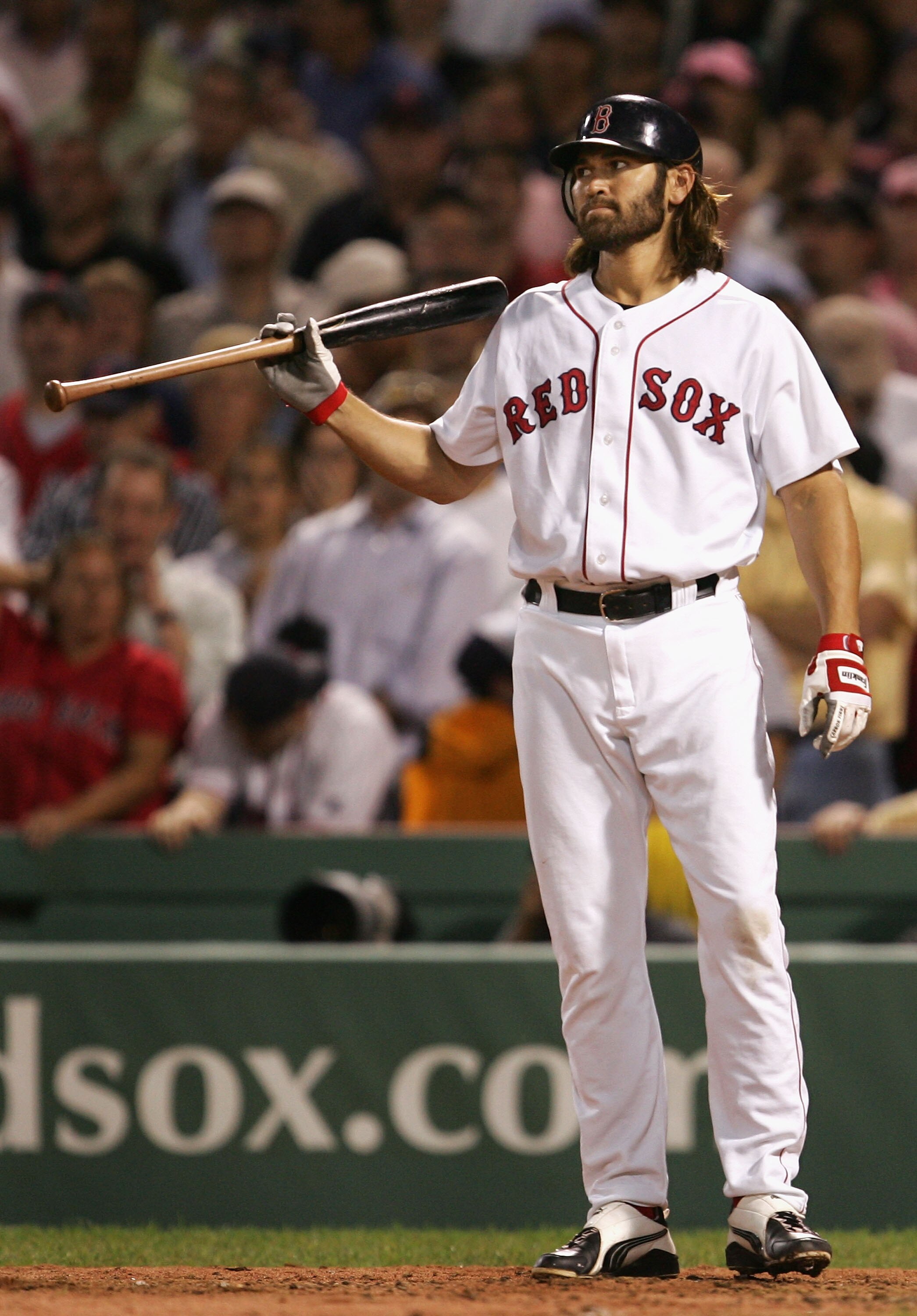 BOSTON - OCTOBER 07:  Outfielder Johnny Damon #18 of the Boston Red Sox reacts after striking out to the end the inning with the bases loaded against Orlando Hernandez #26 of the Chicago White Sox during the sixth inning of Game Three of the American Leag
