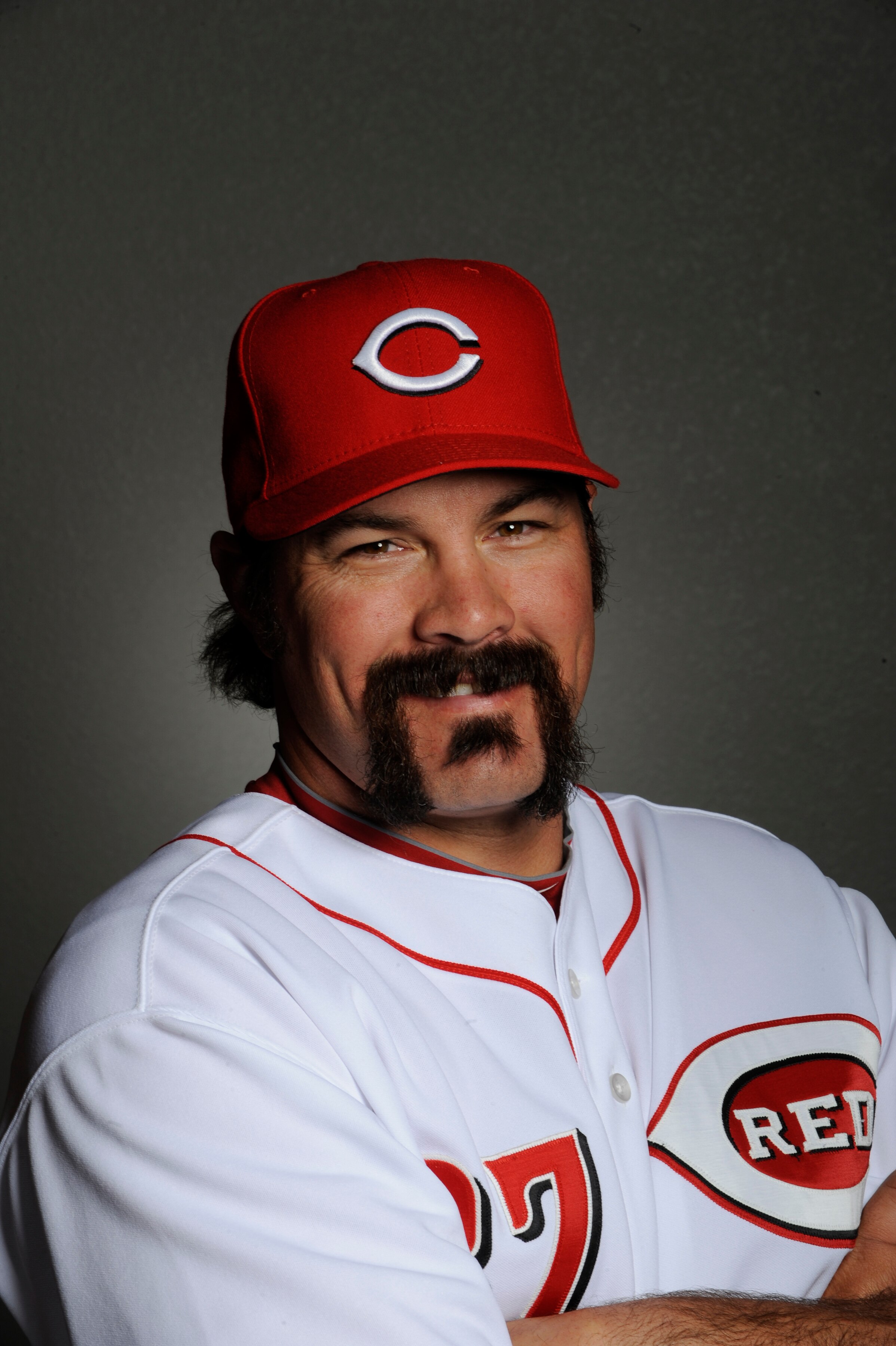 GOODYEAR, AZ - FEBRUARY 20: Corky Miller #37 of the Cincinnati Reds poses during the Cincinnati Reds photo day at the Cincinnati Reds Spring Training Complex on February 20, 2011 in Goodyear, Arizona. (Photo by Rob Tringali/Getty Images)