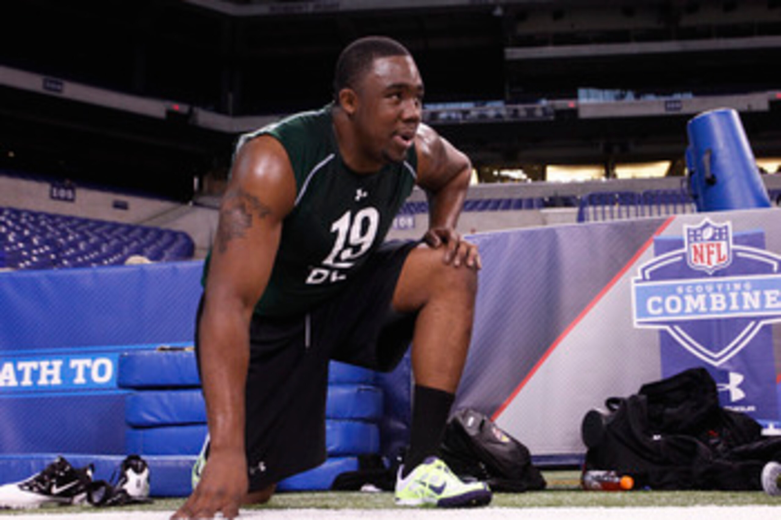 INDIANAPOLIS, IN - FEBRUARY 28: Defensive lineman Nick Fairley of Auburn looks on during the 2011 NFL Scouting Combine at Lucas Oil Stadium on February 28, 2011 in Indianapolis, Indiana. (Photo by Joe Robbins/Getty Images) INDIANAPOLIS, IN - FEBRUARY 28: Defensive lineman Nick Fairley of Auburn looks on during the 2011 NFL Scouting Combine at Lucas Oil Stadium on February 28, 2011 in Indianapolis, Indiana. (Photo by Joe Robbins/Getty Images)