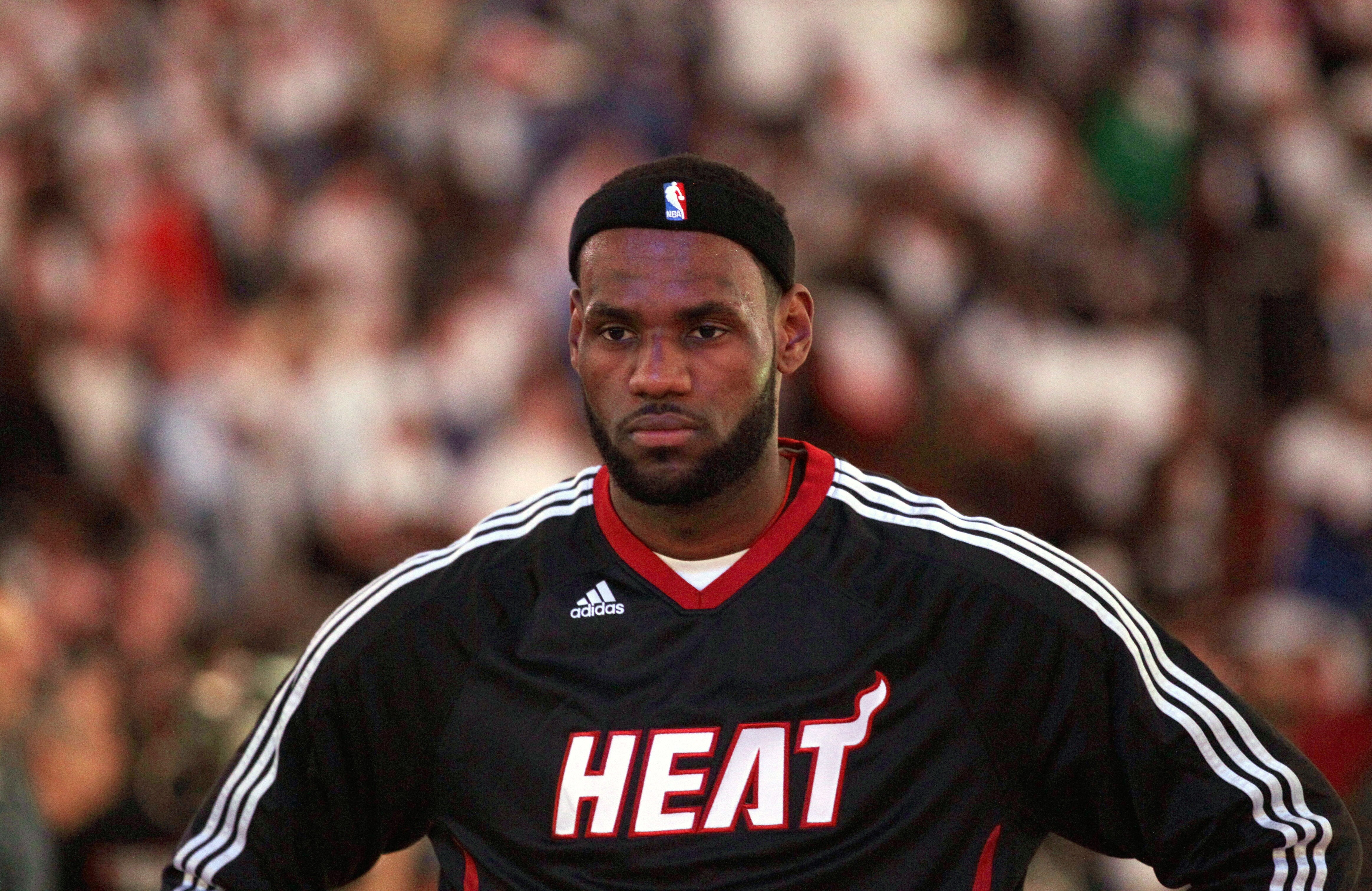PHILADELPHIA, PA - APRIL 21:  LeBron James #6 of the Miami Heat before the start in Game Three of the Eastern Conference Quarterfinals against the Philadelphia 76ers at Wells Fargo Center on April 21, 2011 in Philadelphia, Pennsylvania.NOTE TO USER: User