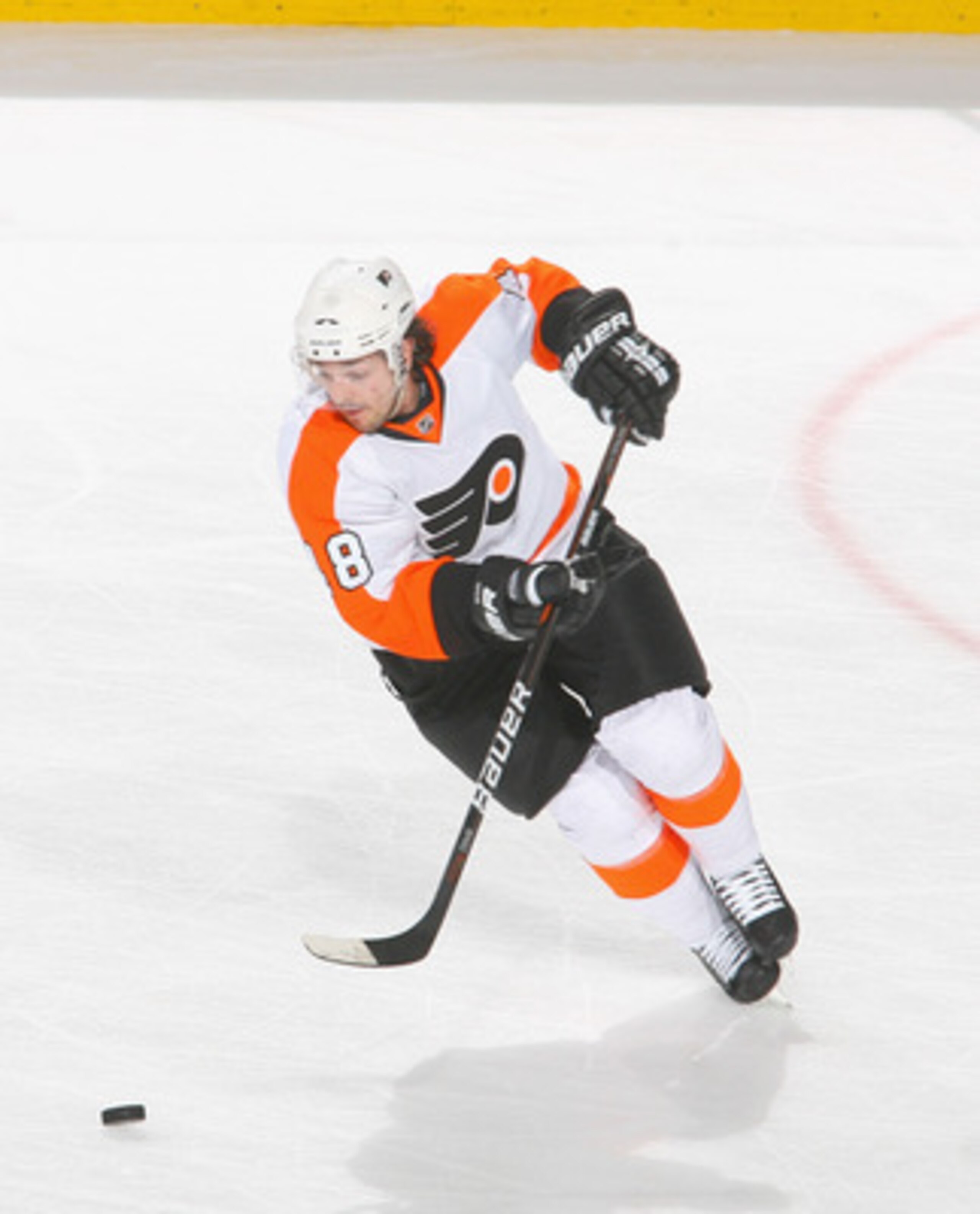 BUFFALO, NY - APRIL 20: Danny Briere #48 of the Philadelphia Flyers skates against the Buffalo Sabres  in Game Four of the Eastern Conference Quarterfinals during the 2011 NHL Stanley Cup Playoffs at HSBC Arena at HSBC Arena on April 20, 2011 in Buffalo, 