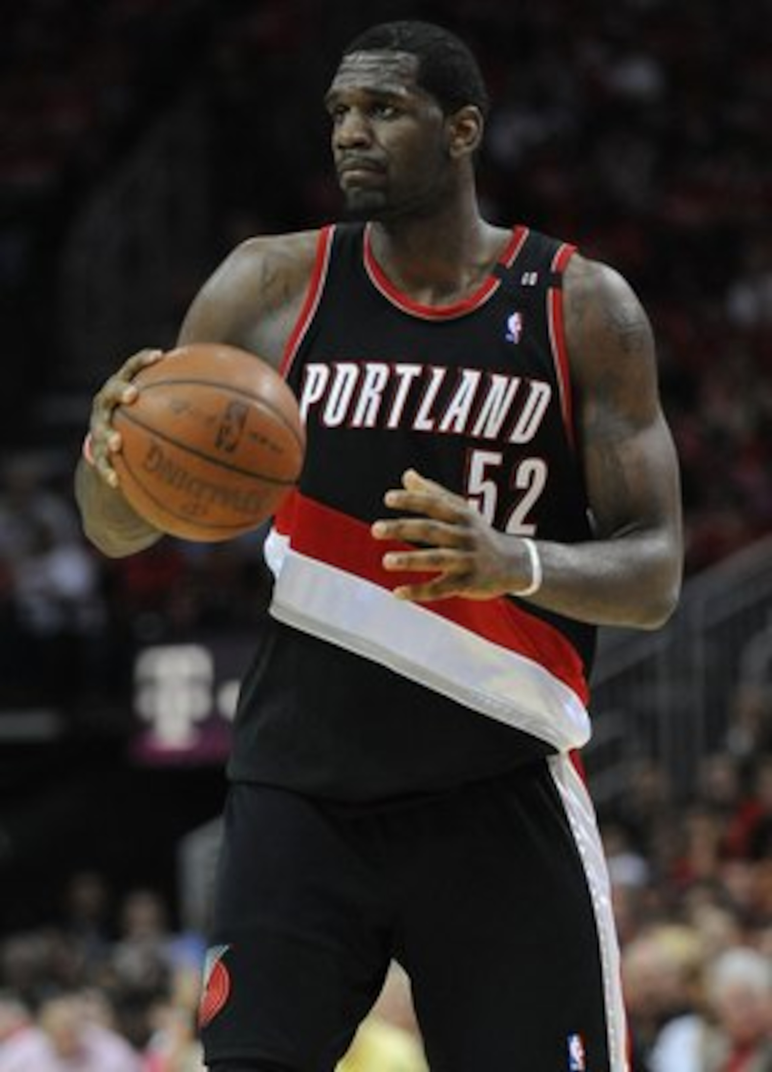 HOUSTON - APRIL 24:  Center Greg Oden #52 of the Portland Trail Blazers during play against the Houston Rockets in Game Three of the Western Conference Quarterfinals during the 2009 NBA Playoffs at Toyota Center on April 24, 2009 in Houston, Texas. NOTE T