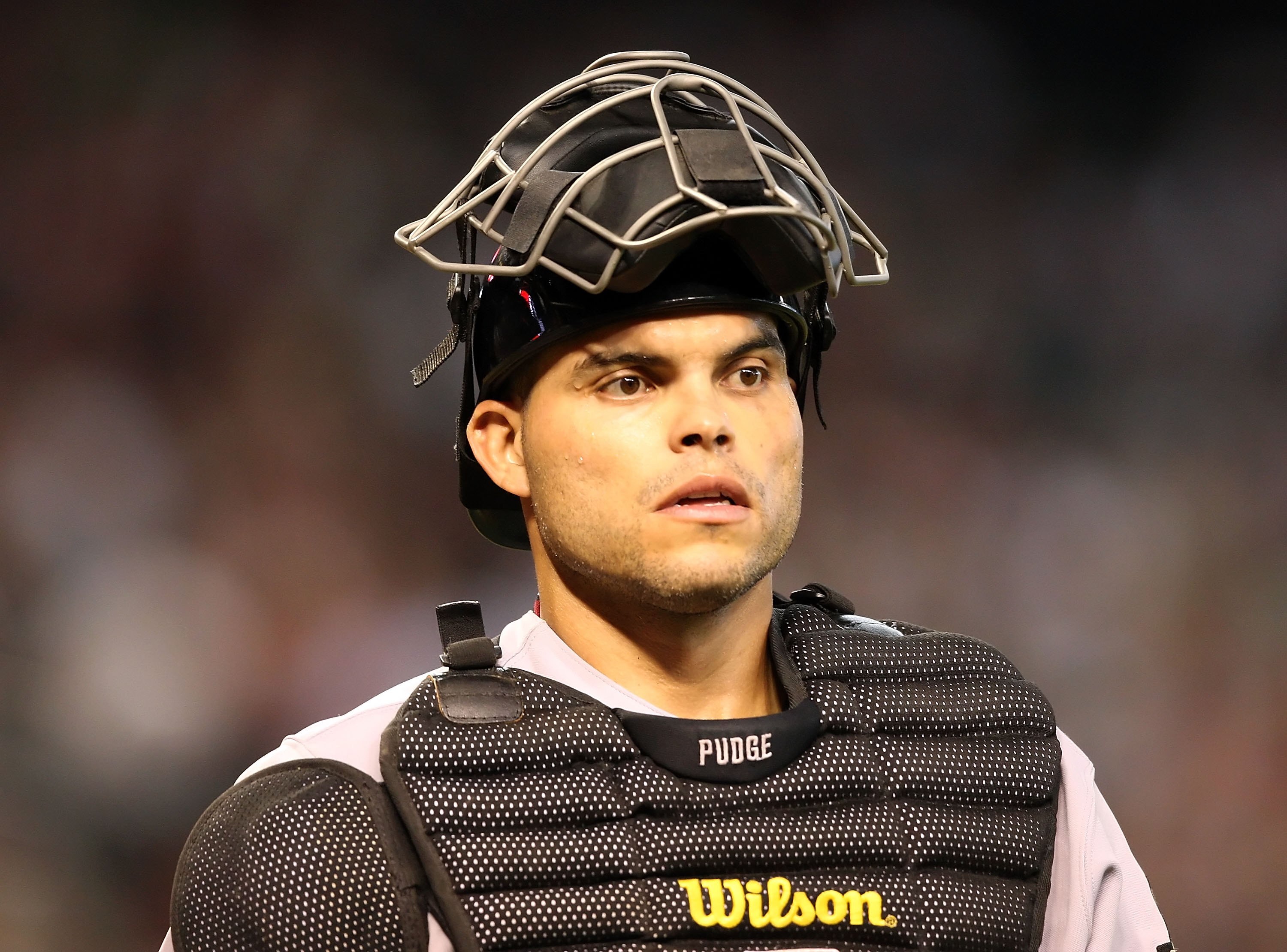 PHOENIX - JUNE 14:  Catcher Ivan Rodriguez #12 of the Houston Astros during the major league baseball game against the Arizona Diamondbacks at Chase Field on June 14, 2009 in Phoenix, Arizona. The Astros defeated the Diamondbacks 8-3.  (Photo by Christian