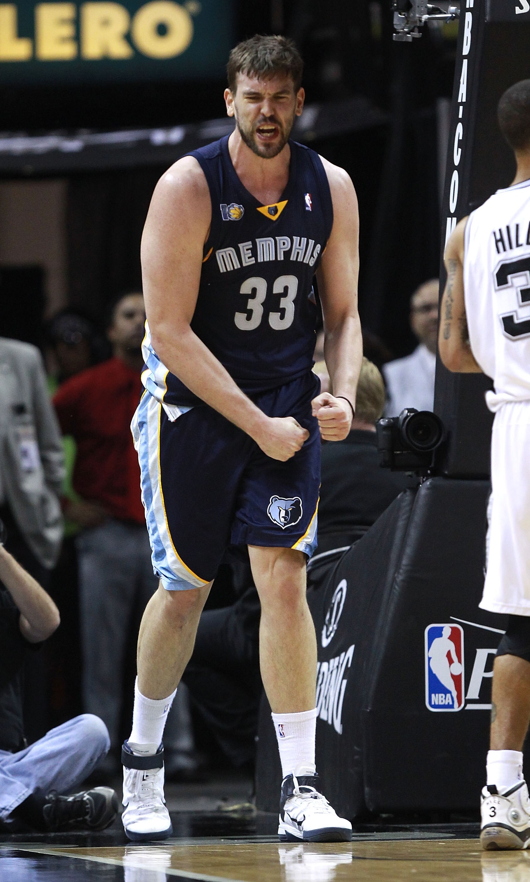SAN ANTONIO, TX - APRIL 27:  Marc Gasol #33 of the Memphis Grizzlies reacts to a call during a game against the San Antionio Spurs in Game Five of the Western Conference Quarterfinals in the 2011 NBA Playoffs on April 27, 2011 at AT&T Center in San Antoni