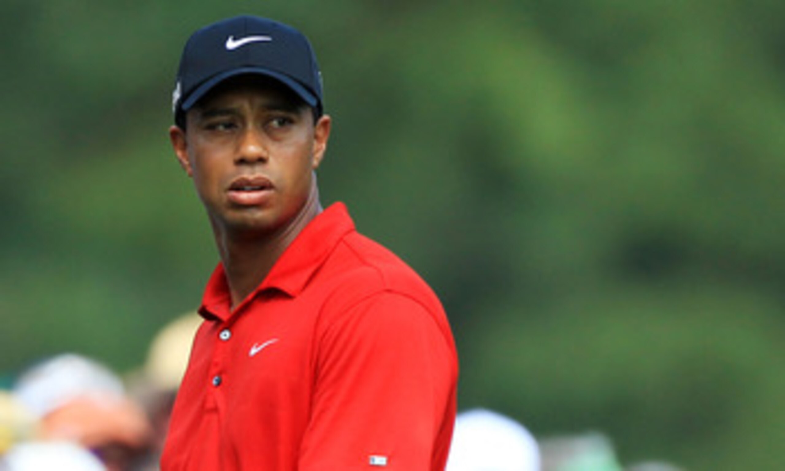 AUGUSTA, GA - APRIL 10:  Tiger Woods looks on during the final round of the 2011 Masters Tournament on April 10, 2011 in Augusta, Georgia.  (Photo by David Cannon/Getty Images)