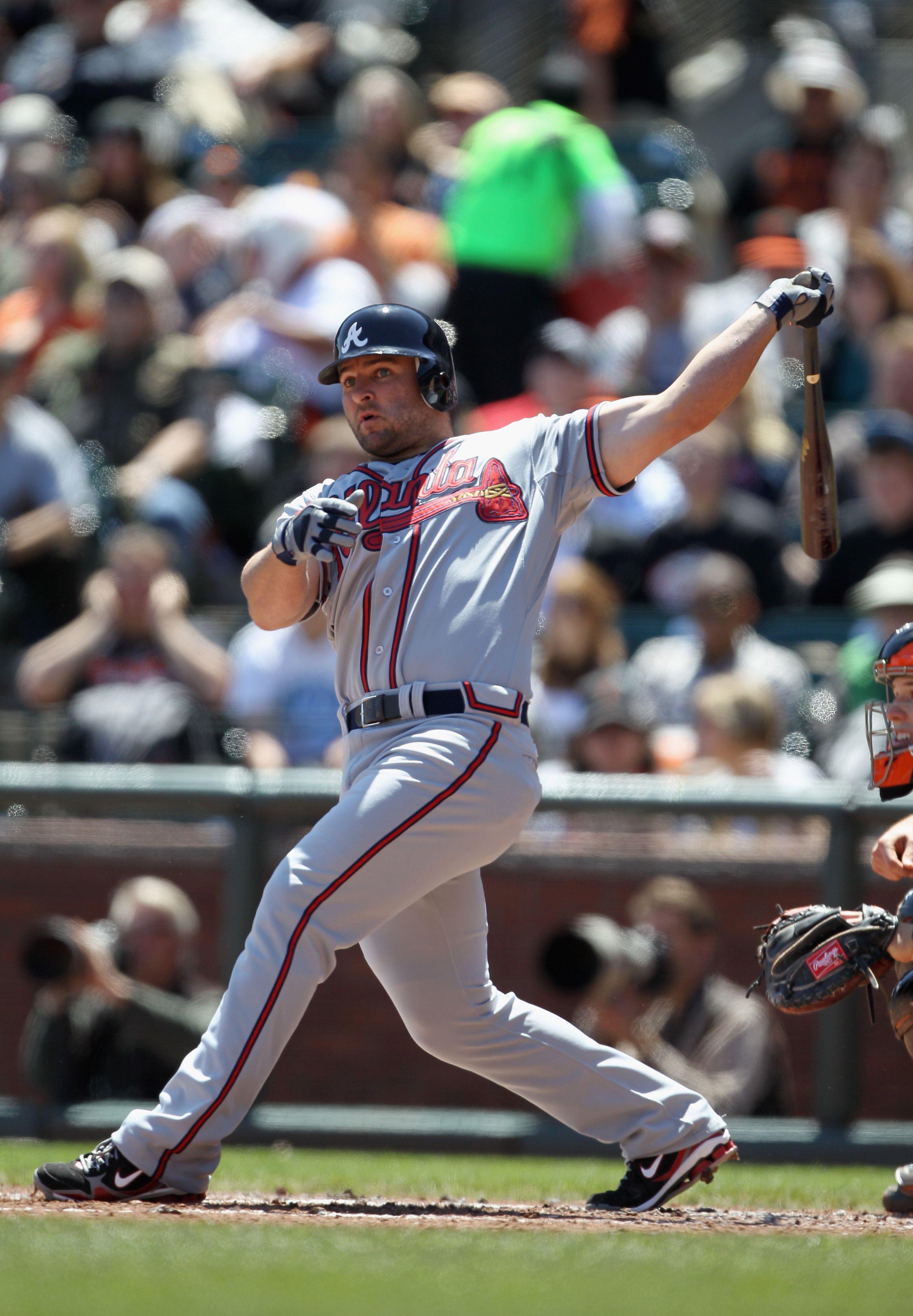 SAN FRANCISCO, CA - APRIL 24:  Dan Uggla #26 of the Atlanta Braves in action against the San Francisco Giants at AT&T Park on April 24, 2011 in San Francisco, California.  (Photo by Ezra Shaw/Getty Images)